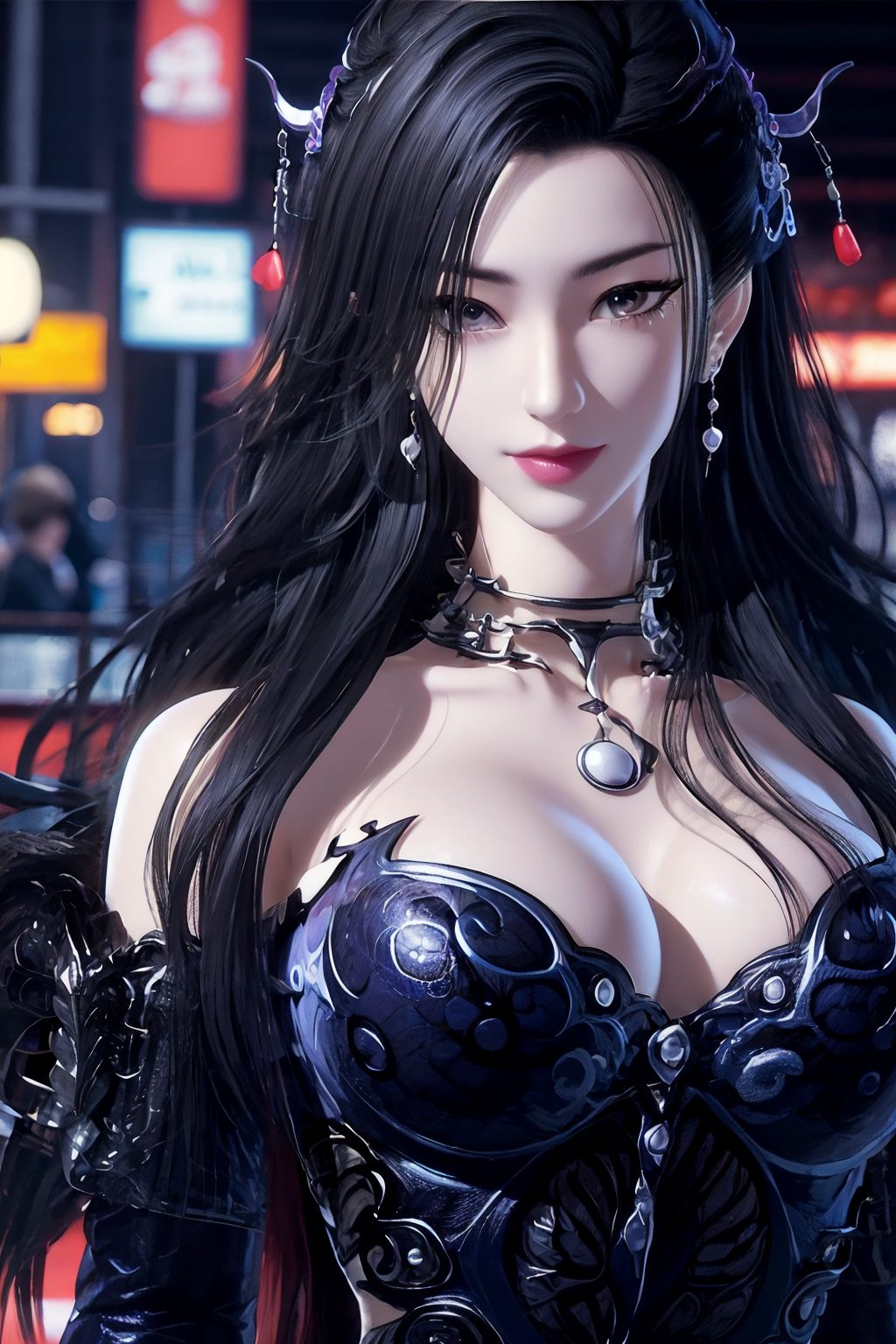 以国漫女神AI壁纸潮女妖为主角仿佛从屏幕中跃然而出