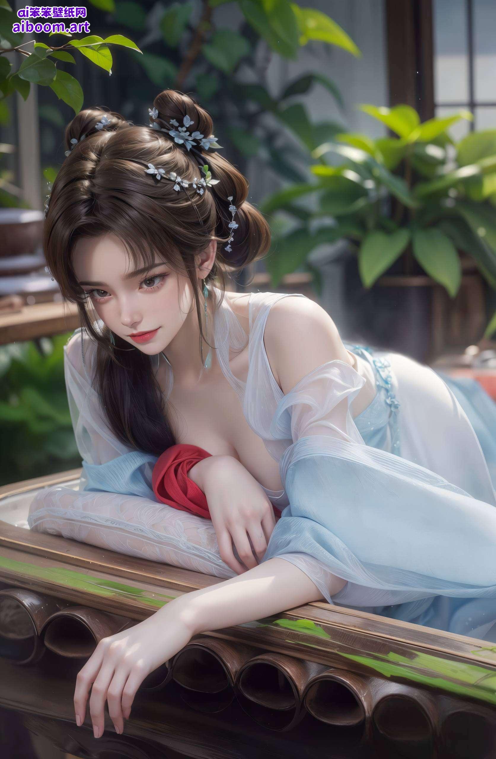 绿色金属质感iPhone国漫美女背景为你的手机增添独特韵味