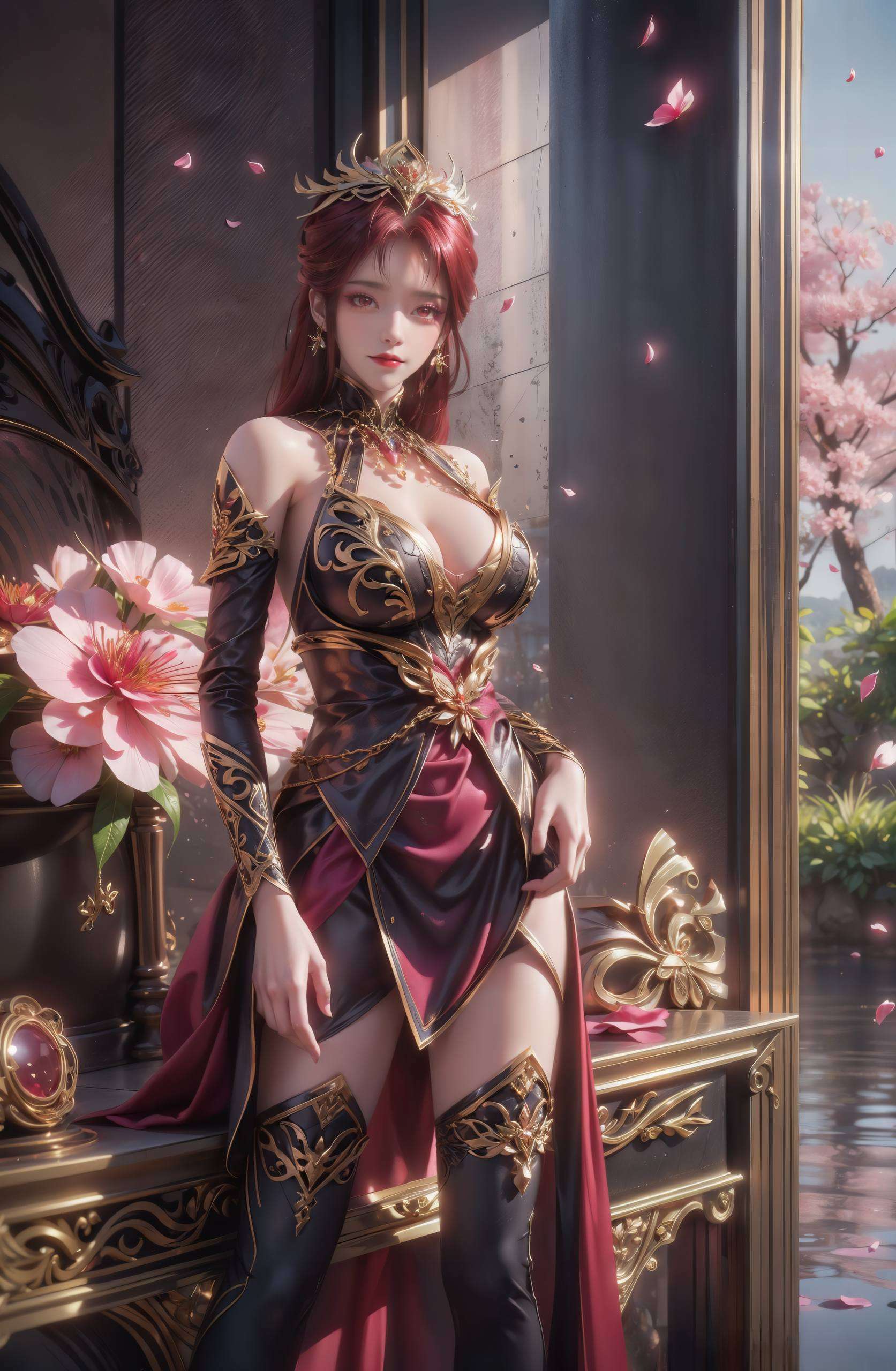 细腻的花瓣与神秘的美人相映成趣AI壁纸中的毒血夫人真身图片壁纸
