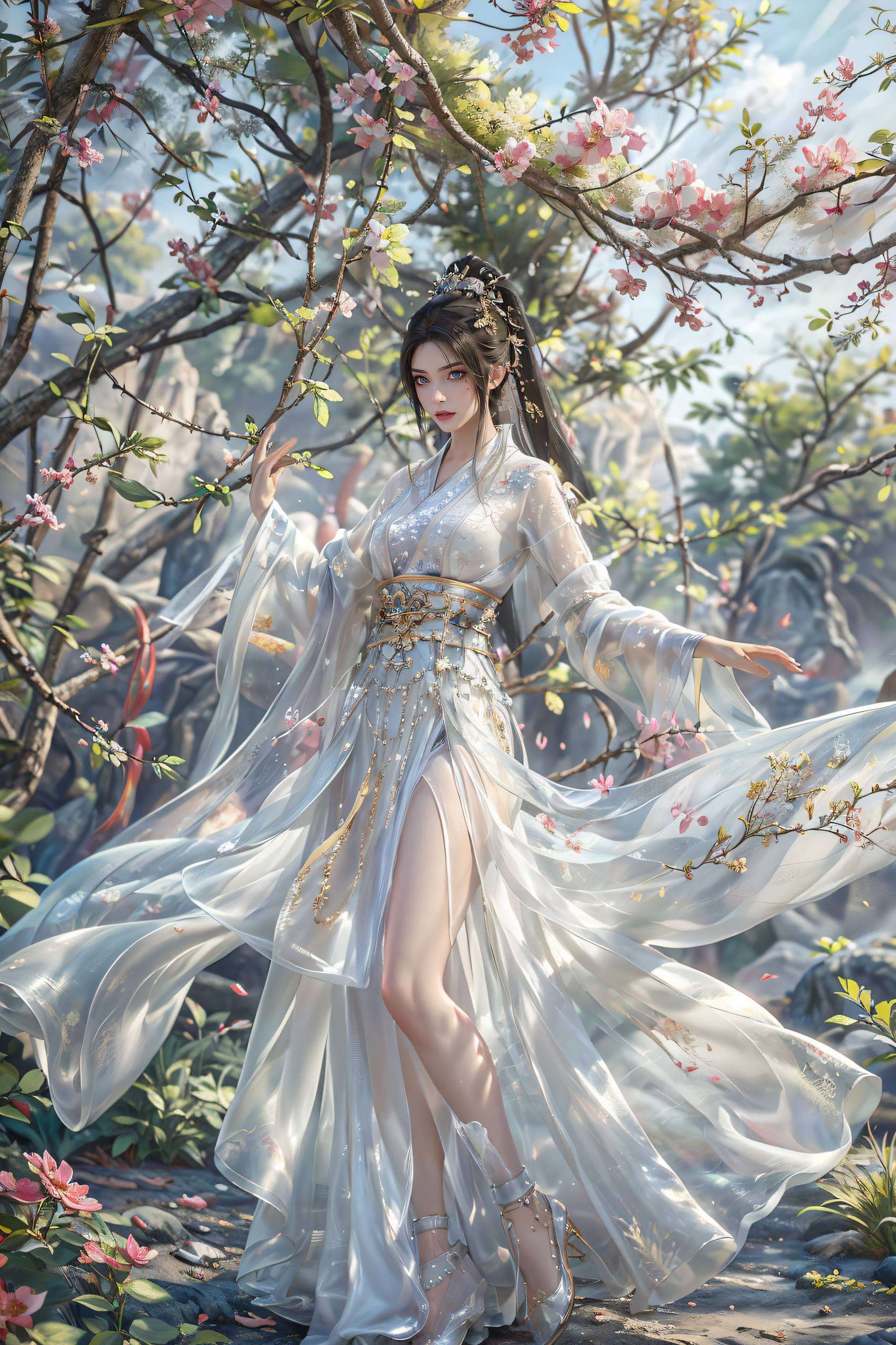 灵动生动这张壁纸以AI国漫女神方清雪的泳装形象为核心