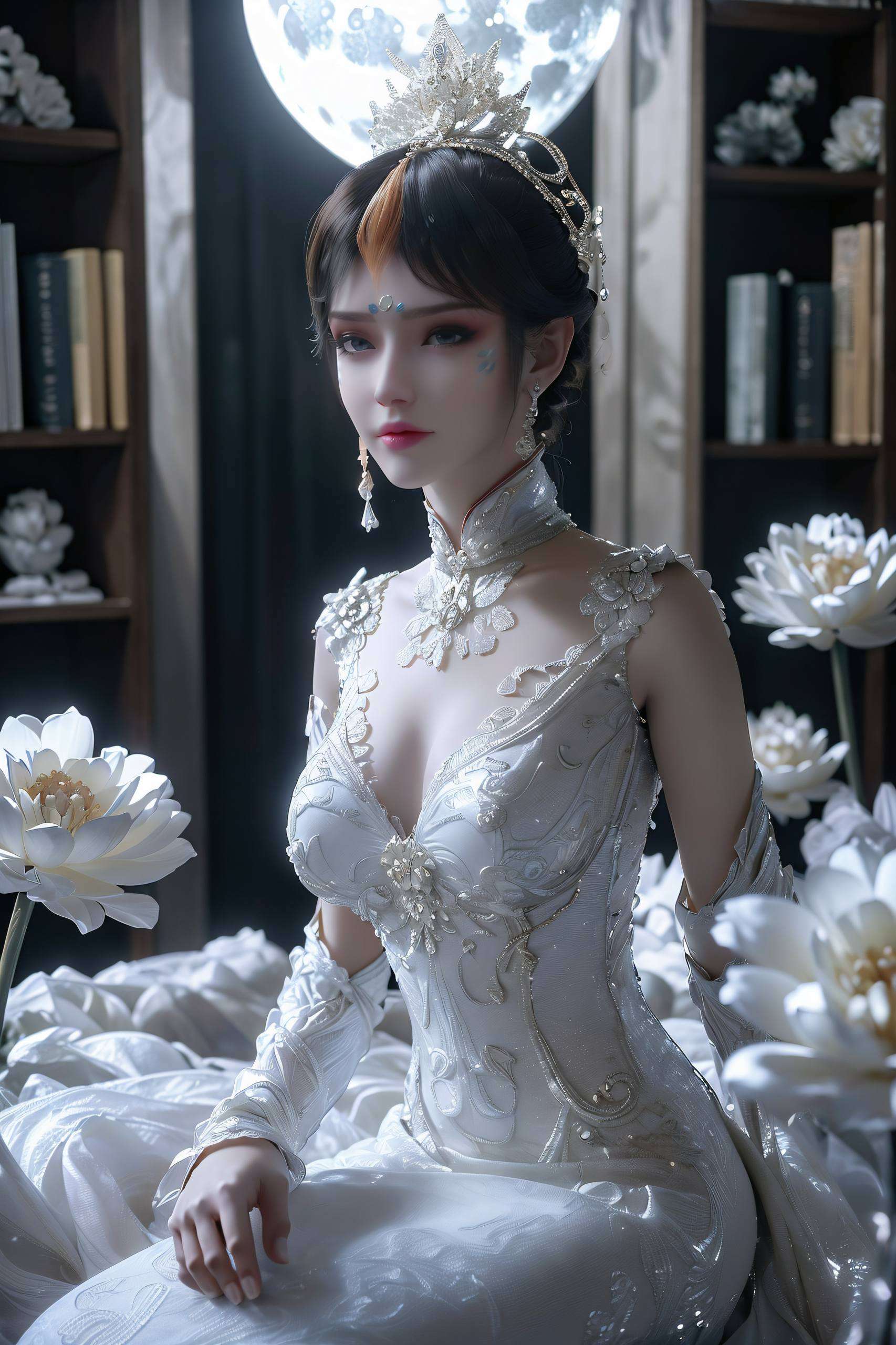 每一格都是她绝美的容颜这张国漫壁纸以棋盘格为底