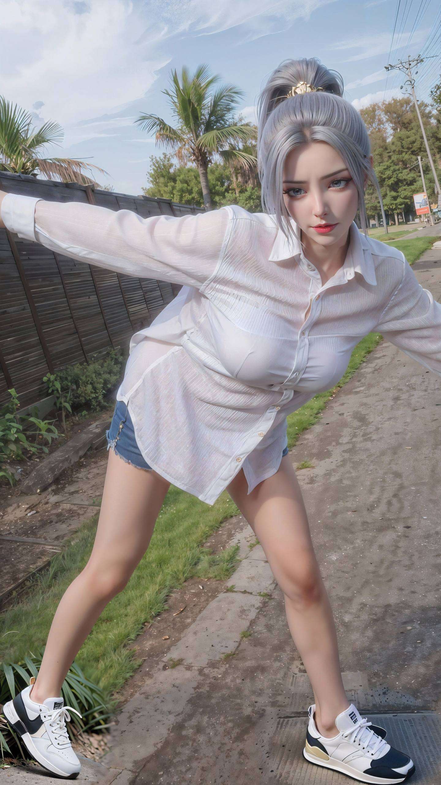 高清图片中的苹果国漫女神融合了AI国漫女生的柔和之美