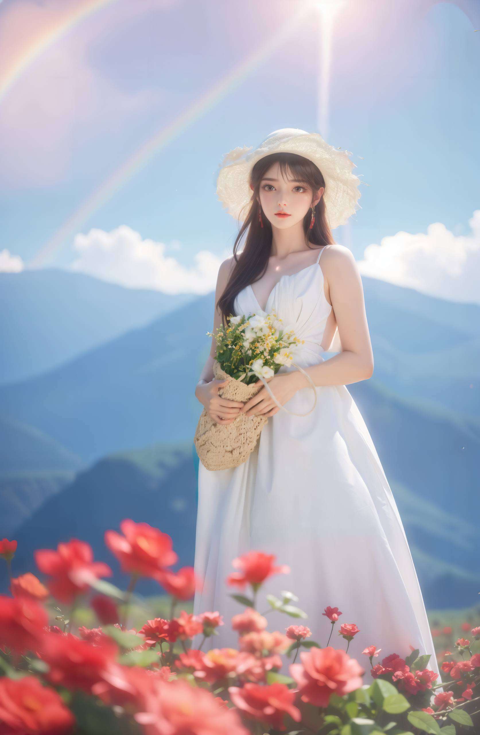 古风美女的形象跃然屏上这幅国漫女主火灵儿AI油画壁纸