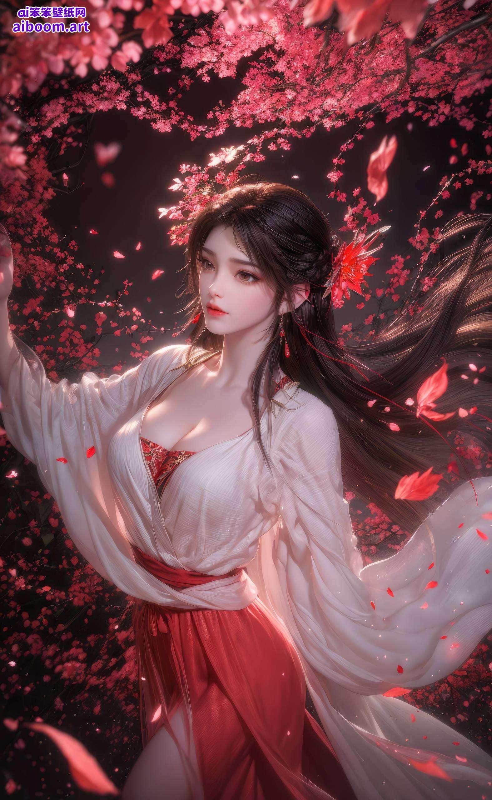 在这张国漫女生丝绒平板简洁壁纸中为你的电脑桌面增添一抹别样的风情