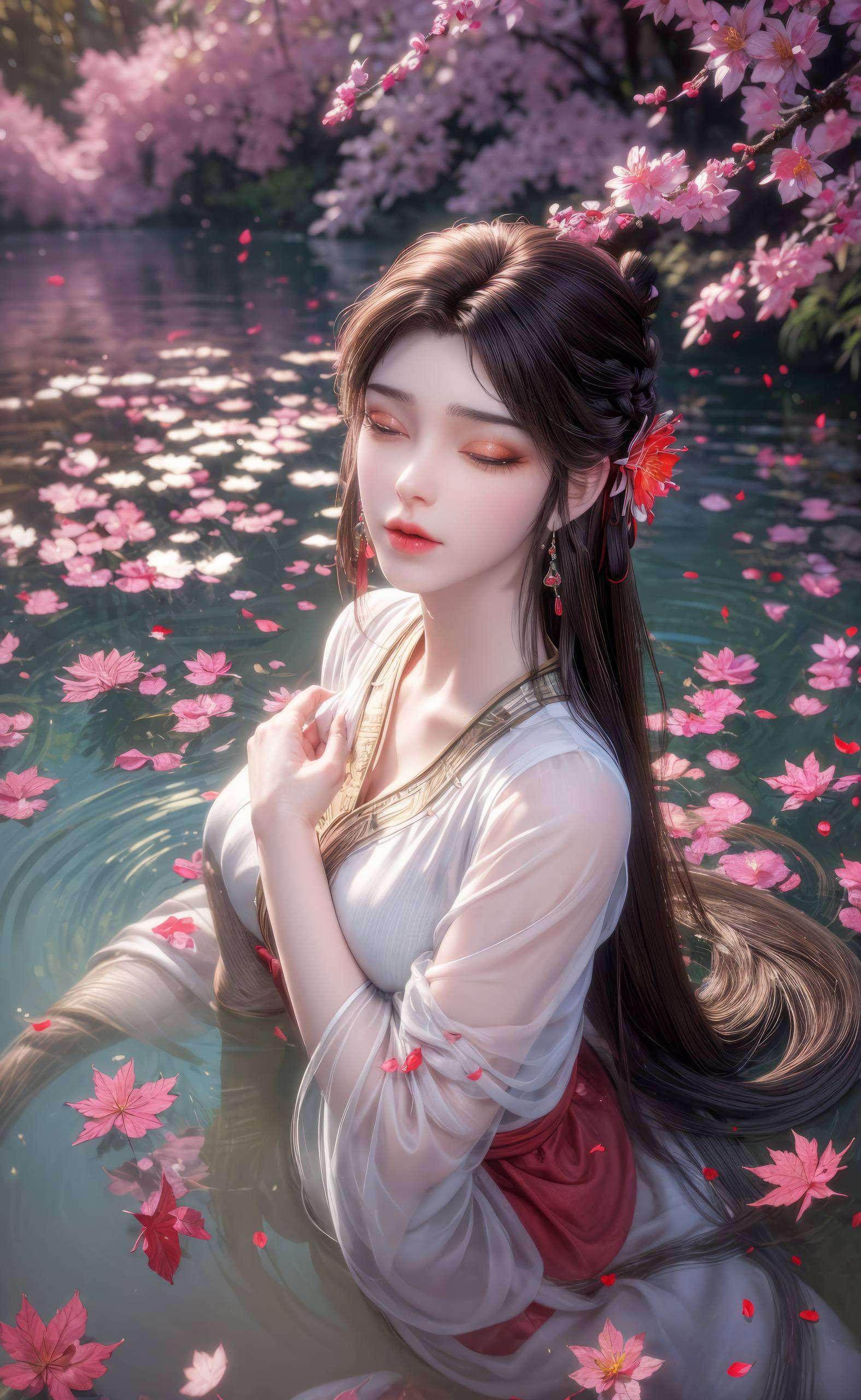 两位AI美女在高清1080p棋盘格壁纸中翩翩起舞如梦似幻