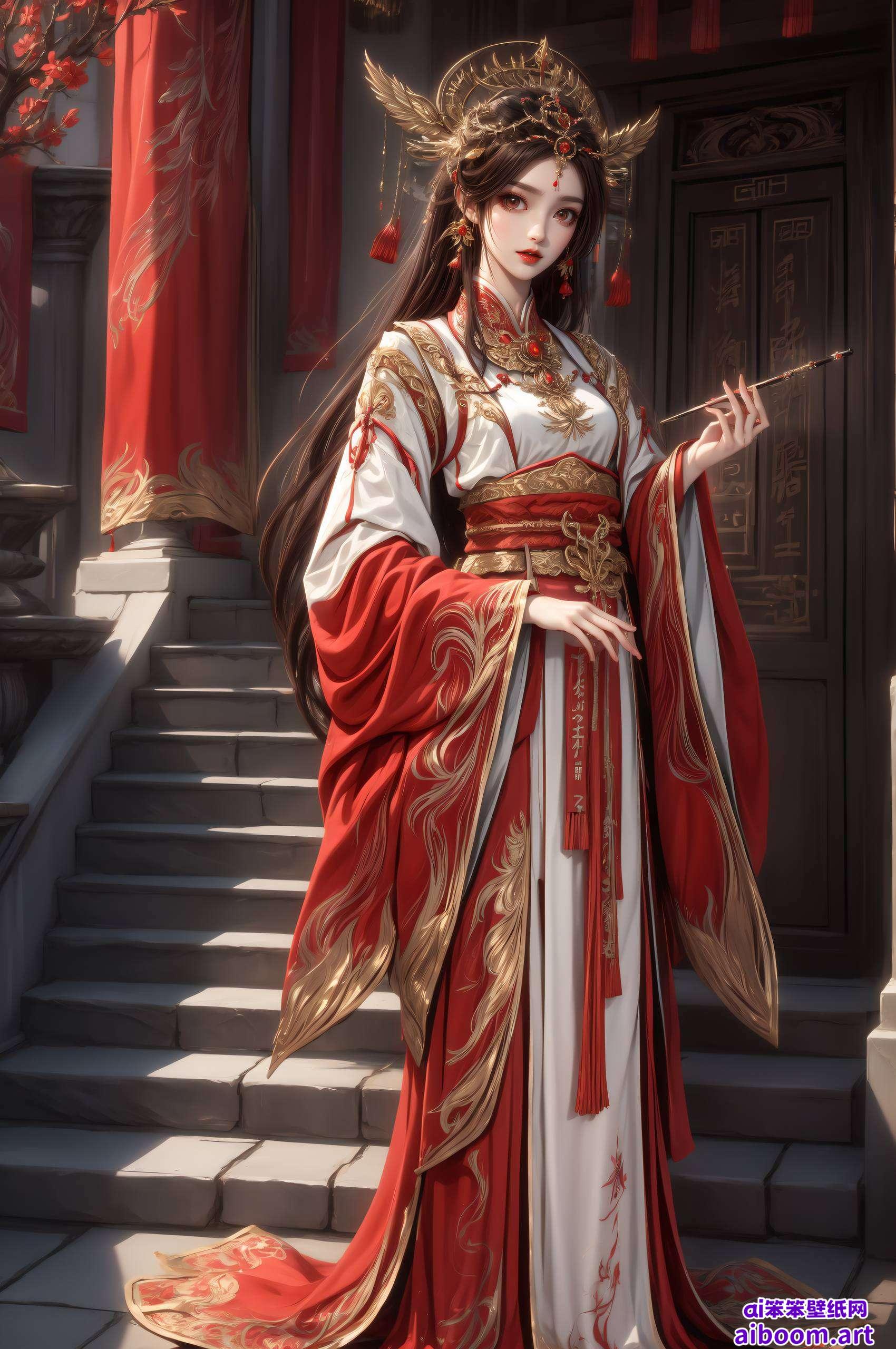 壁纸以简洁风格呈现以吴昊和火灵儿这对人气角色为主题