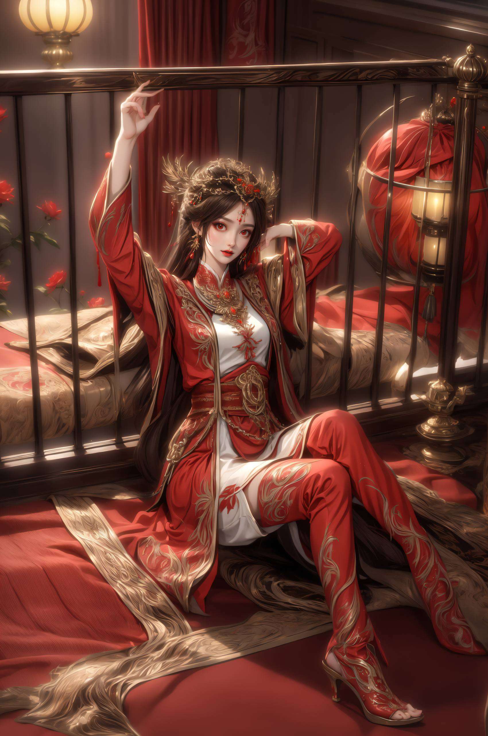 云曦、火灵儿、月婵三位女神齐聚一堂全屏AI绘画动作素材壁纸