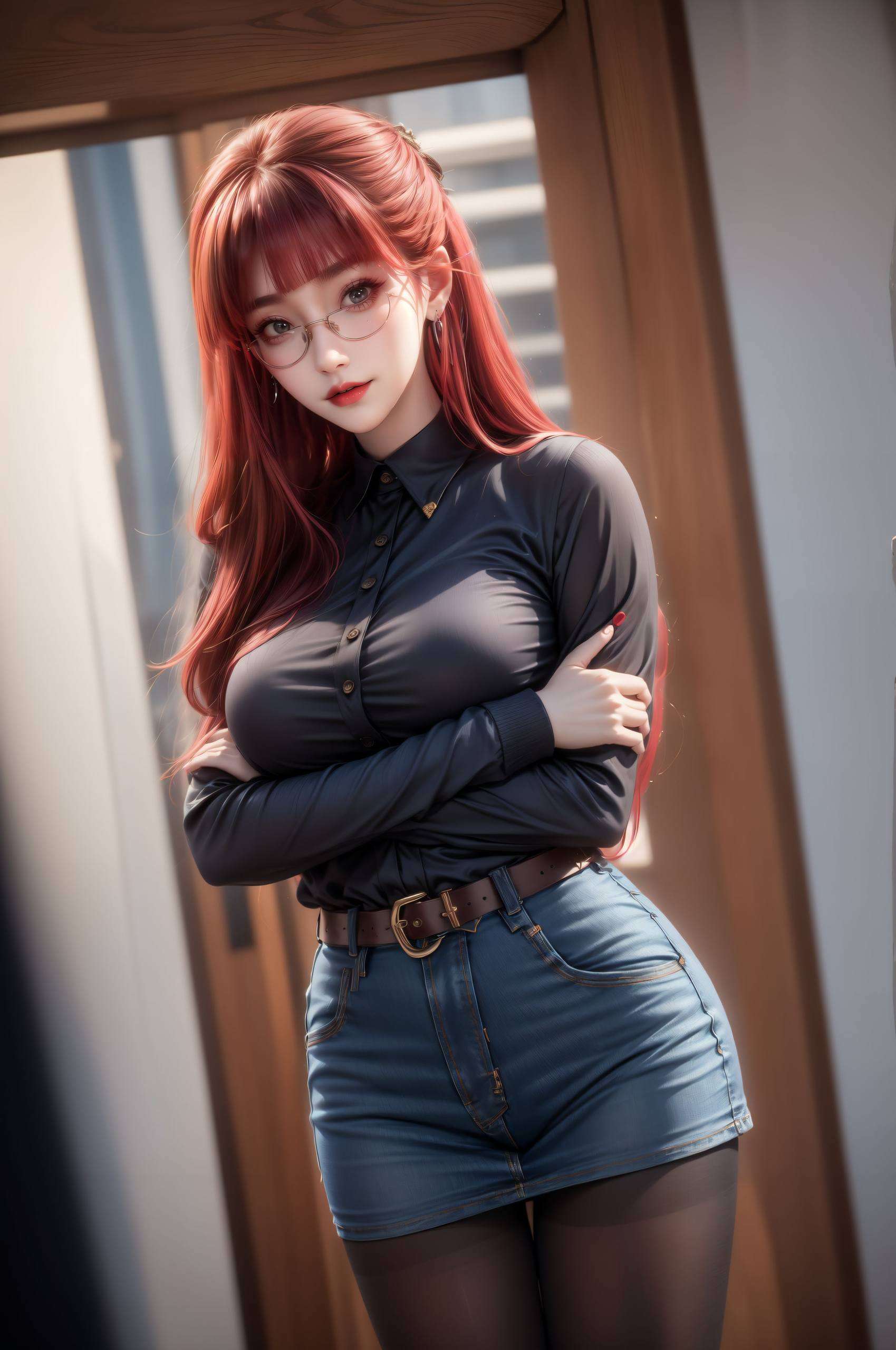 AI丝绒4K高清美女壁纸在这静态的国漫世界里