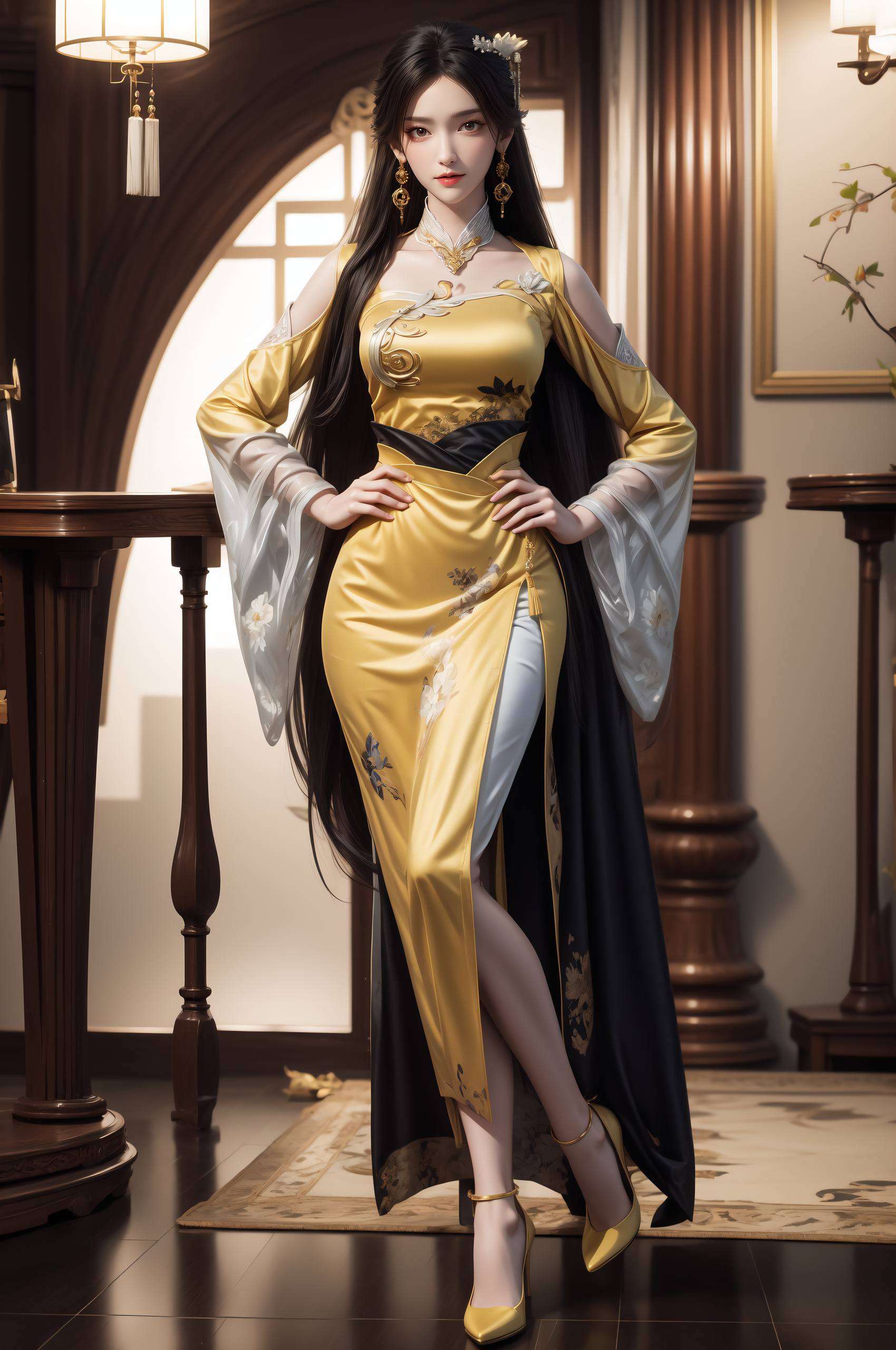 这张以白底金瓶儿壁纸为灵感的AI国漫女主超厲害桌面壁纸绝对让你眼前一亮！金瓶儿的美艳与力量完美融合