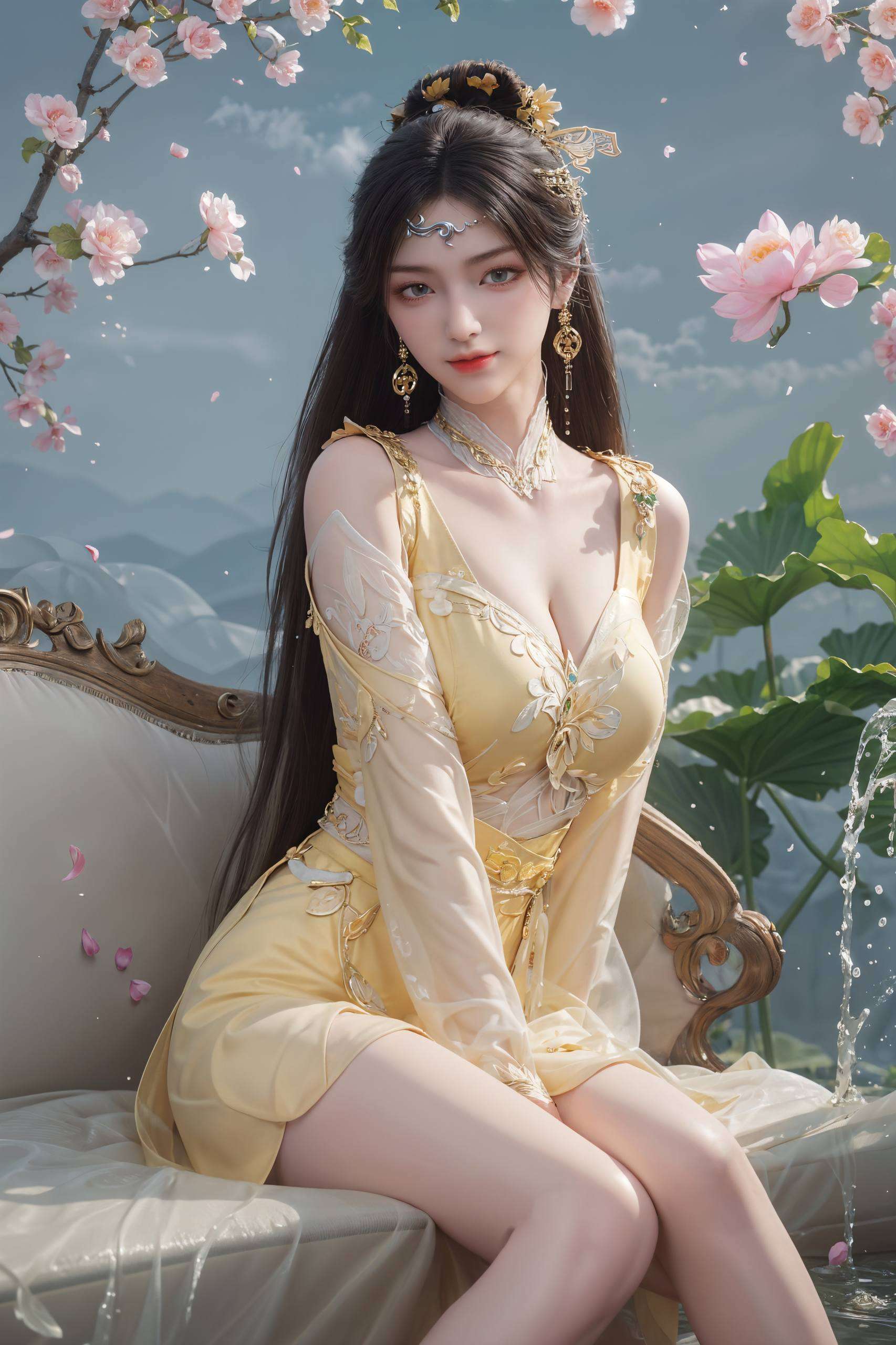 将她的深邃眼神与优雅身姿完美呈现这张极简2K高清炫彩壁纸