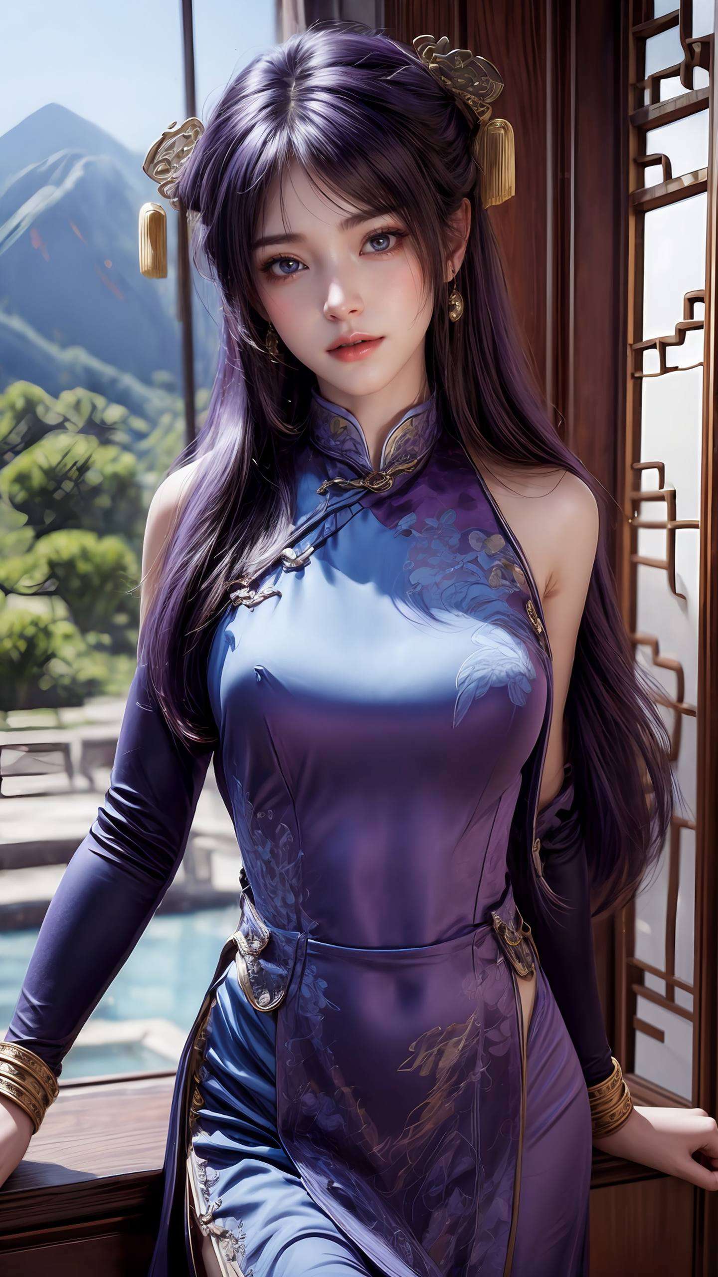 姬紫月壁纸横图清晰护眼