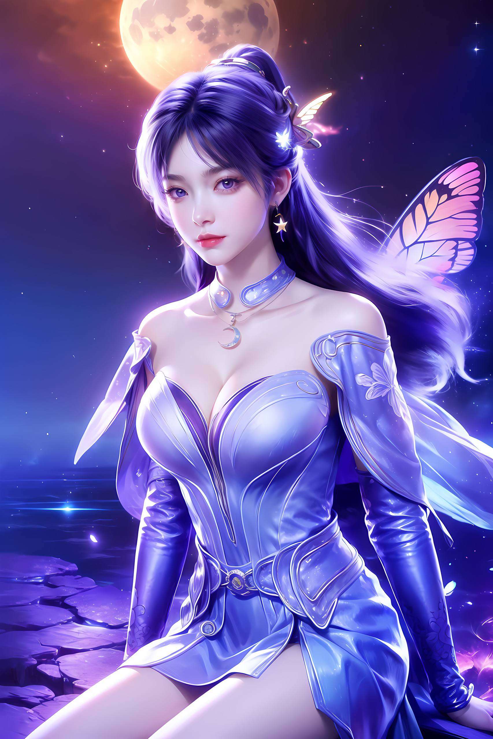 AI国漫女神姬紫月壁纸画仿佛从古典画卷中走出神采奕奕