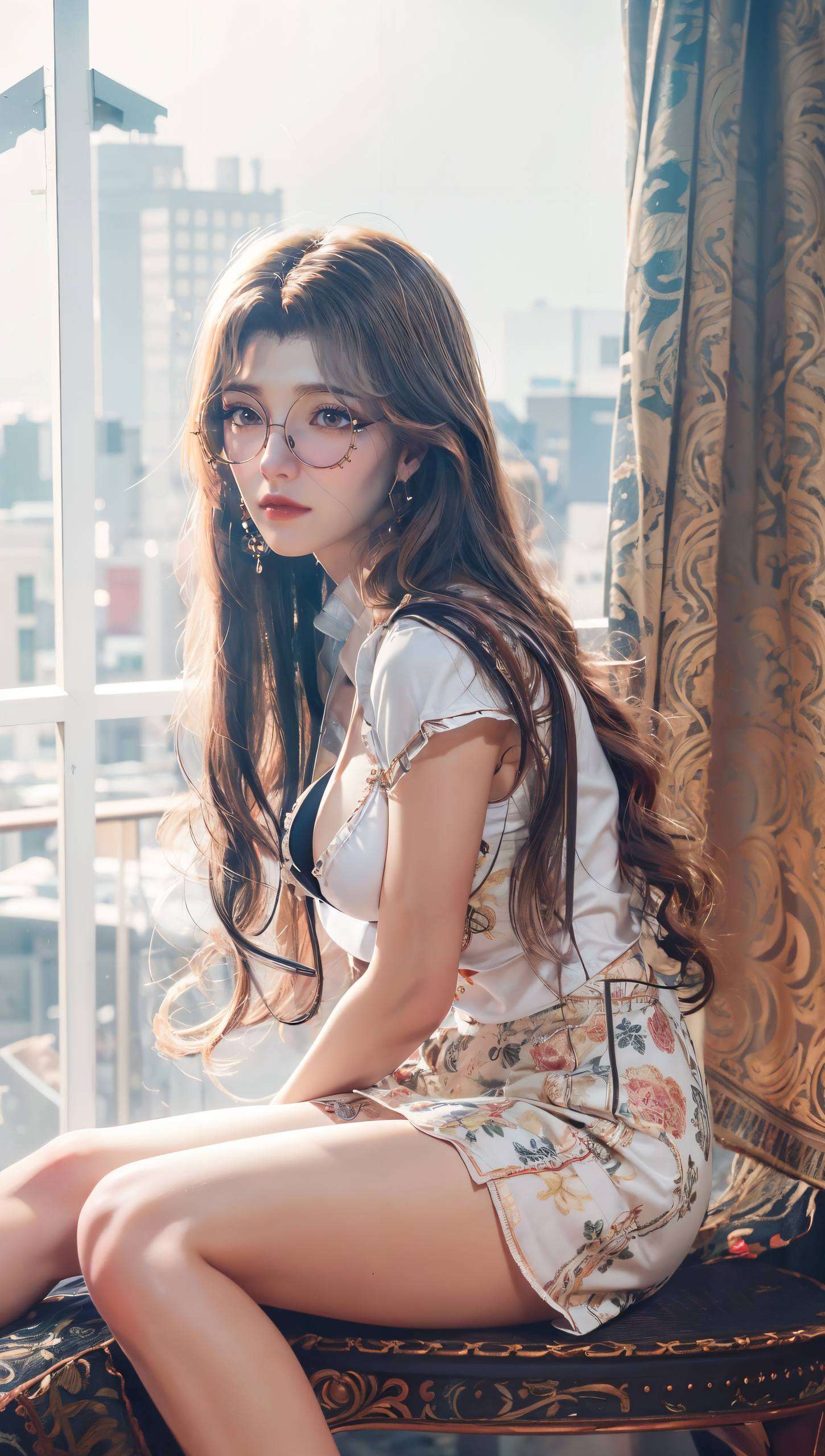 简洁而不失华丽这张AI国漫美女豪华PC简洁壁纸
