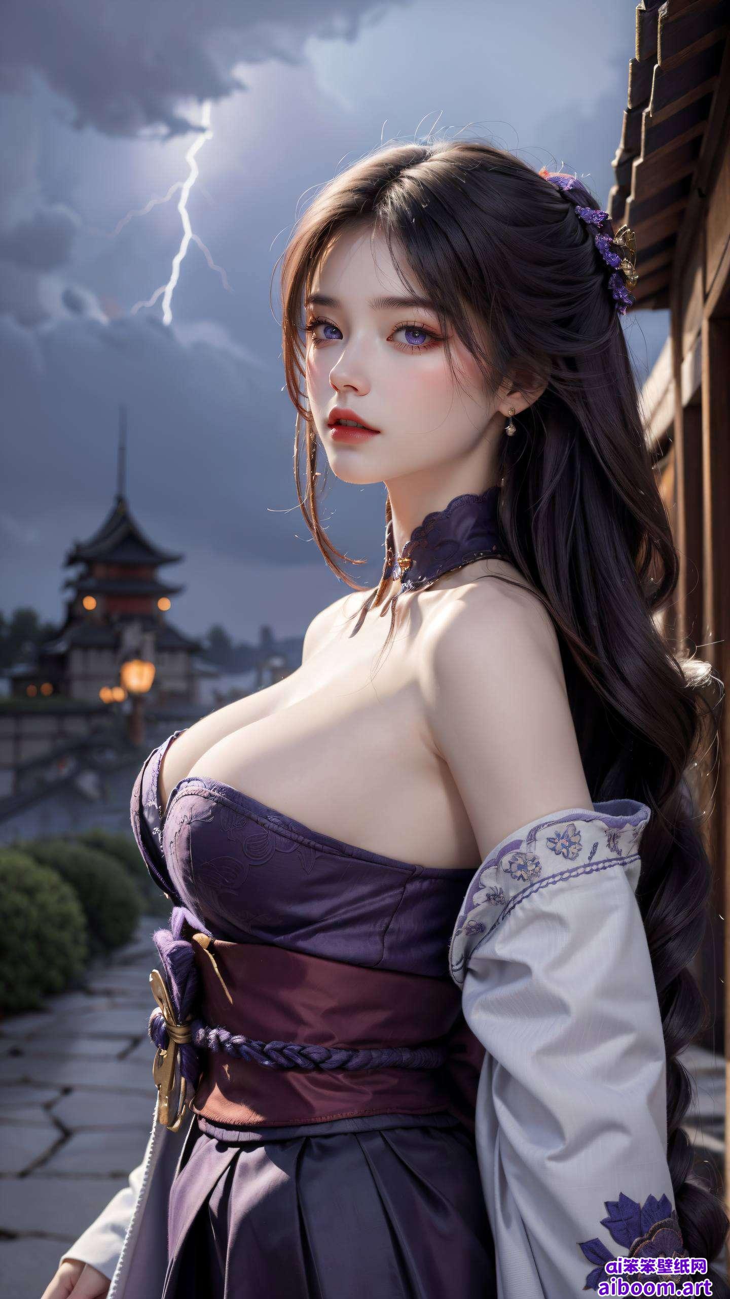 专为iPad桌面量身打造这张超精致的原神雷电将军壁纸