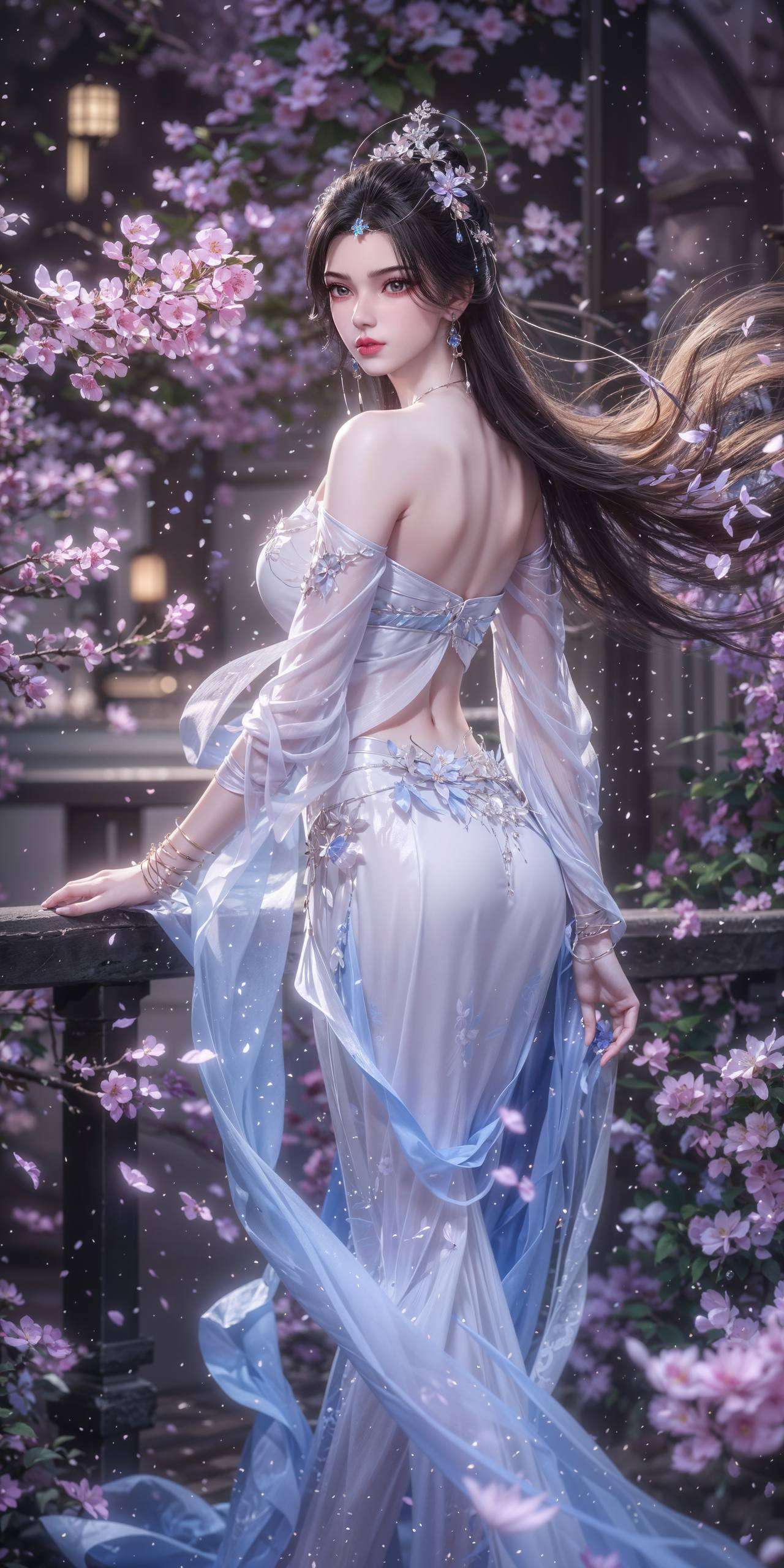 将国漫女神的灵动与优雅巧妙融合李慕婉的背影壁纸如同一幅流动的国漫画卷