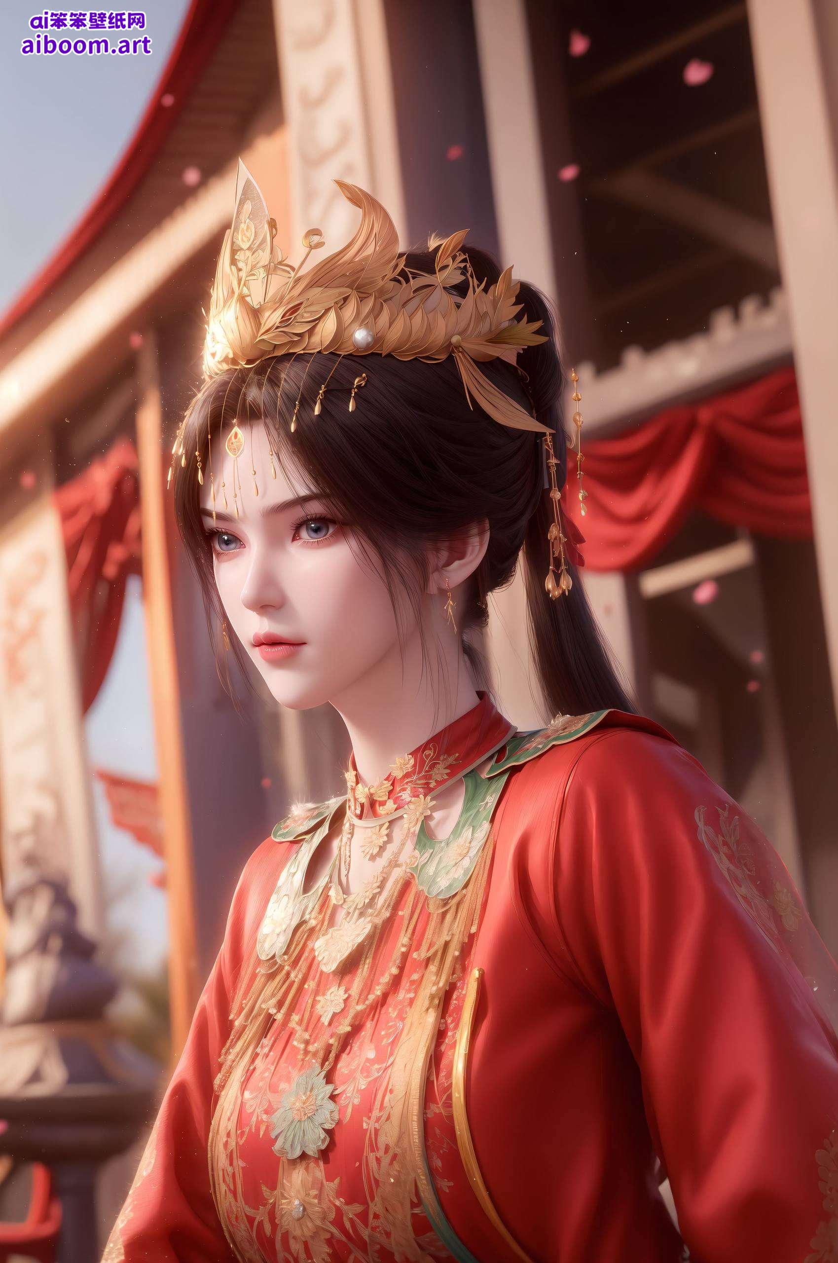 专为安卓用户打造遇见李慕婉姬的笑容！这张AI绘画壁纸融合了条纹元素