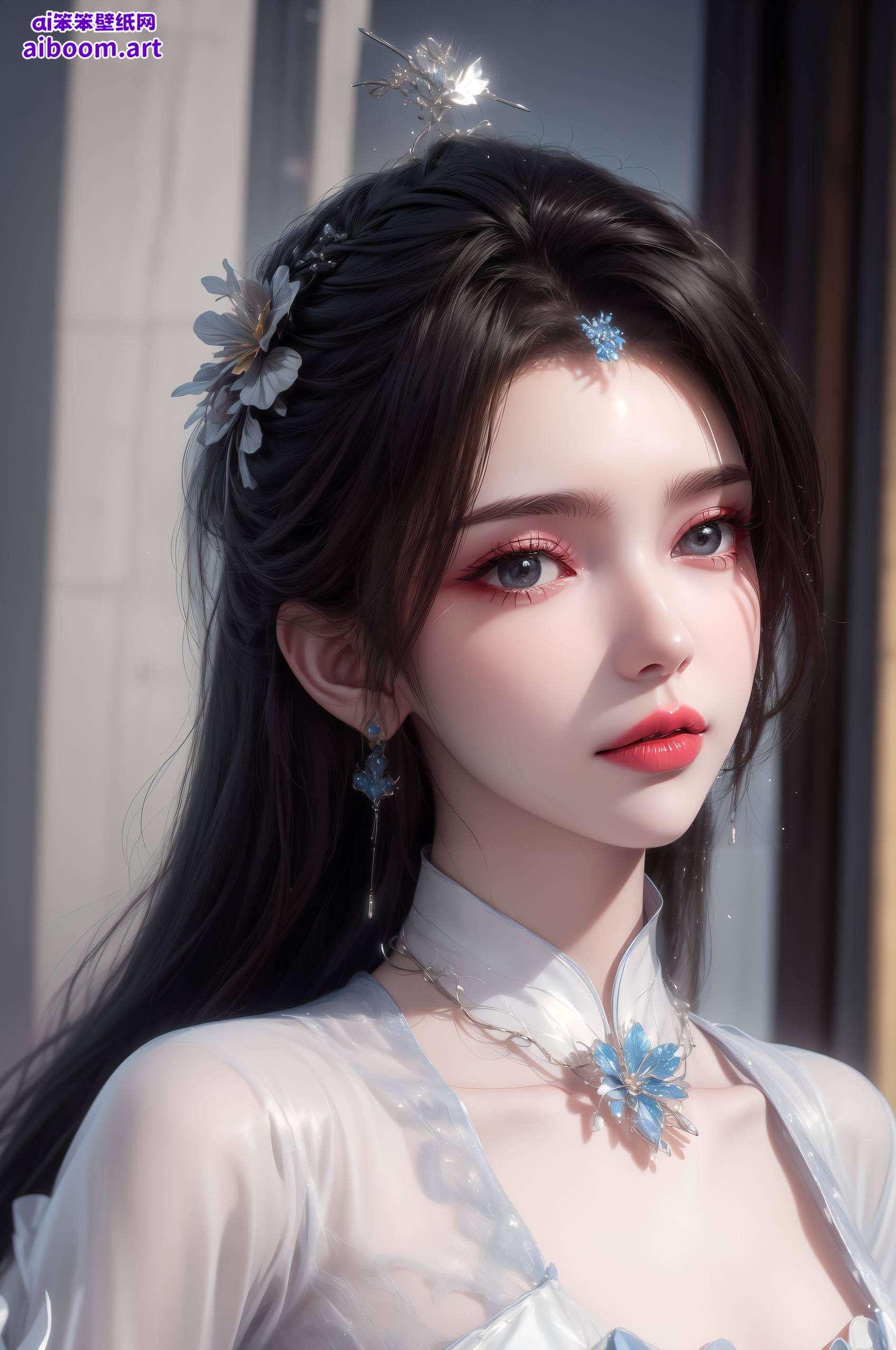 这张以国漫美女李慕婉为主角的AI绘画壁纸为你带来清新脱俗的视觉享受