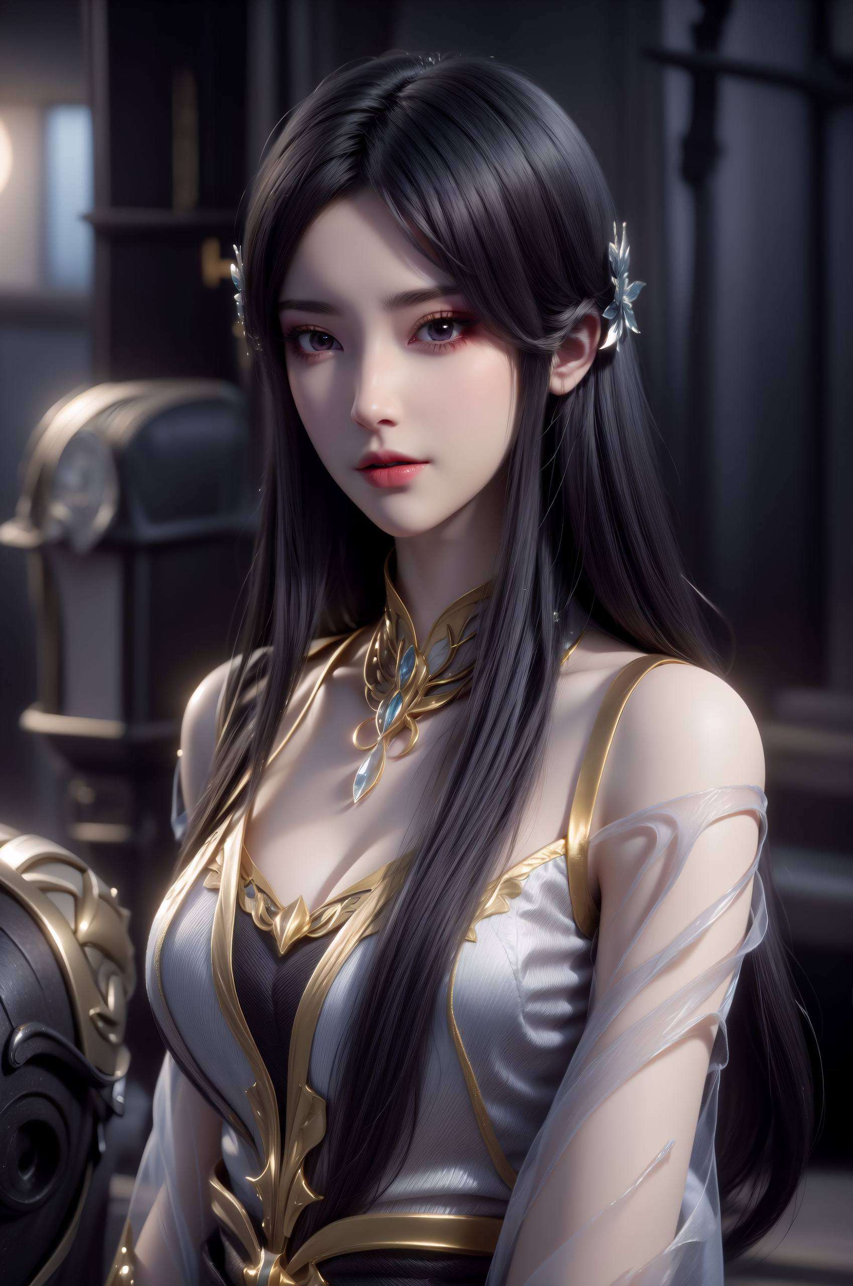 以真人版柳菲为原型这张【AI国漫女神渐变手机国漫美女AI女神】壁纸