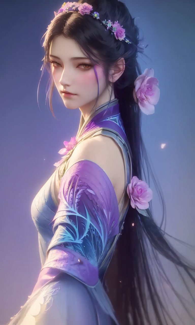 线条流畅这张超精致对比强烈的电脑国漫美女壁纸