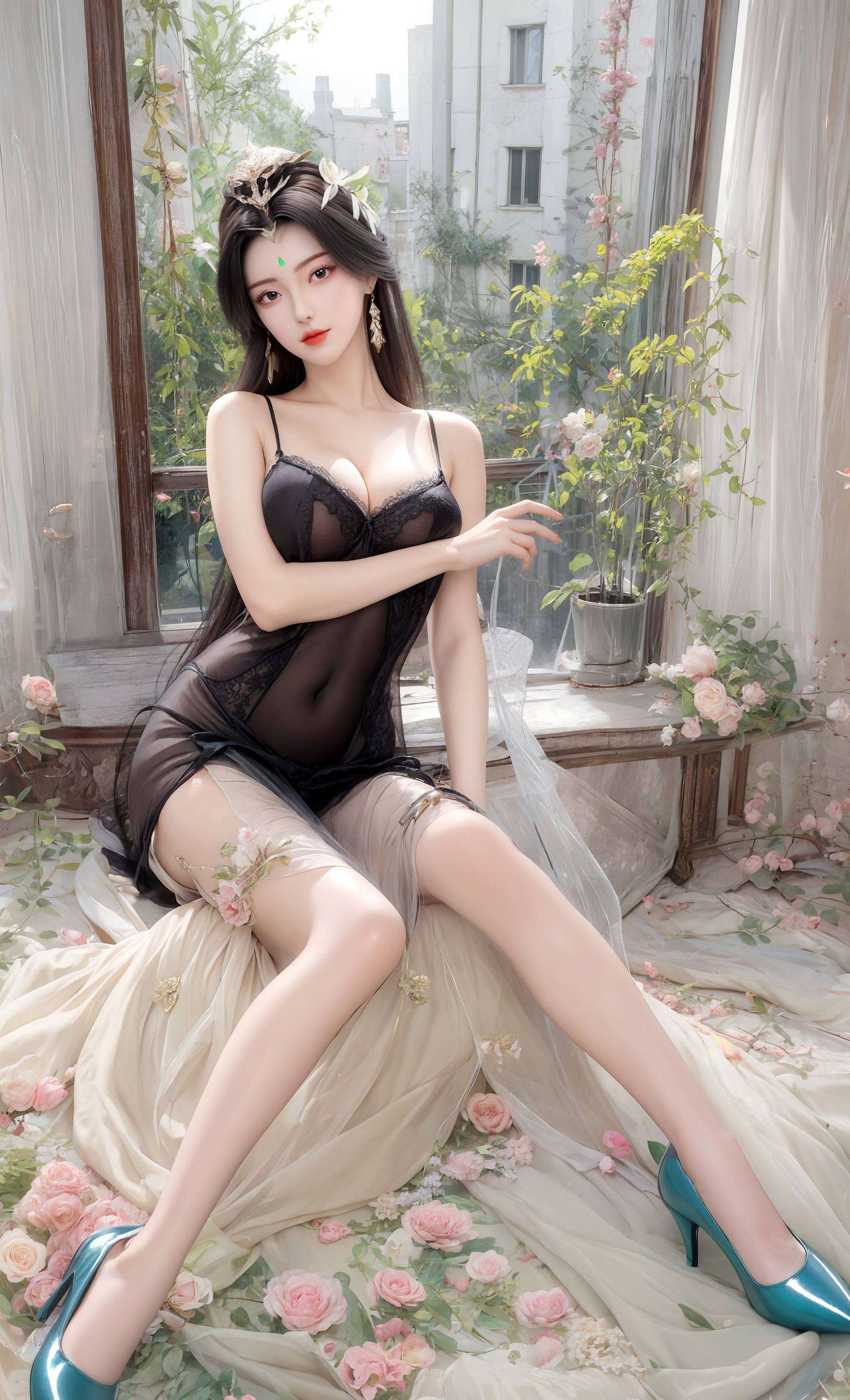 融合了国漫美女的细腻笔触与丝绒手机的优雅质感高清图片细腻入微