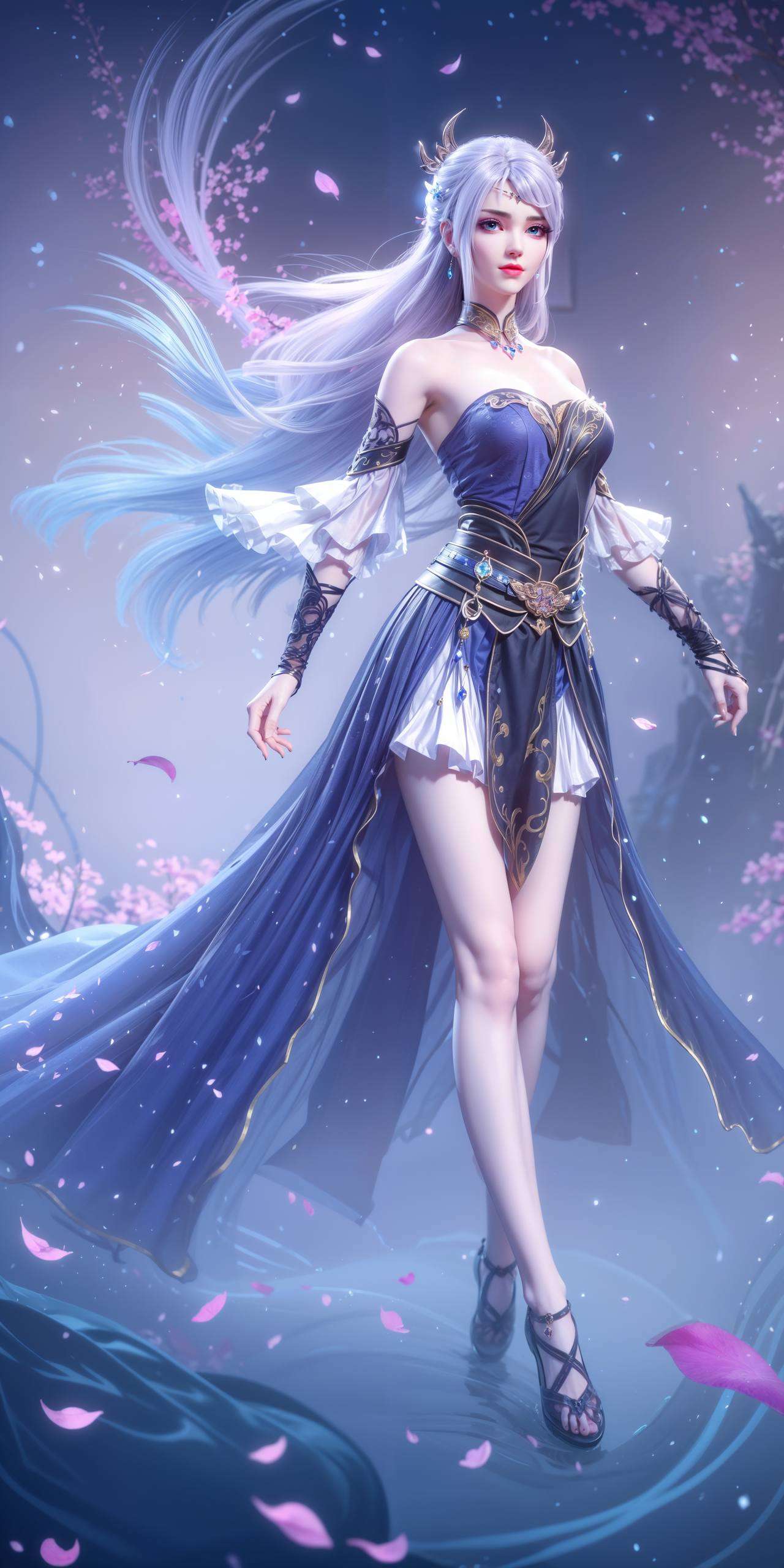 这位国漫美女以她独特的粉色格纹动态壁纸细腻的线条与甜美的色调