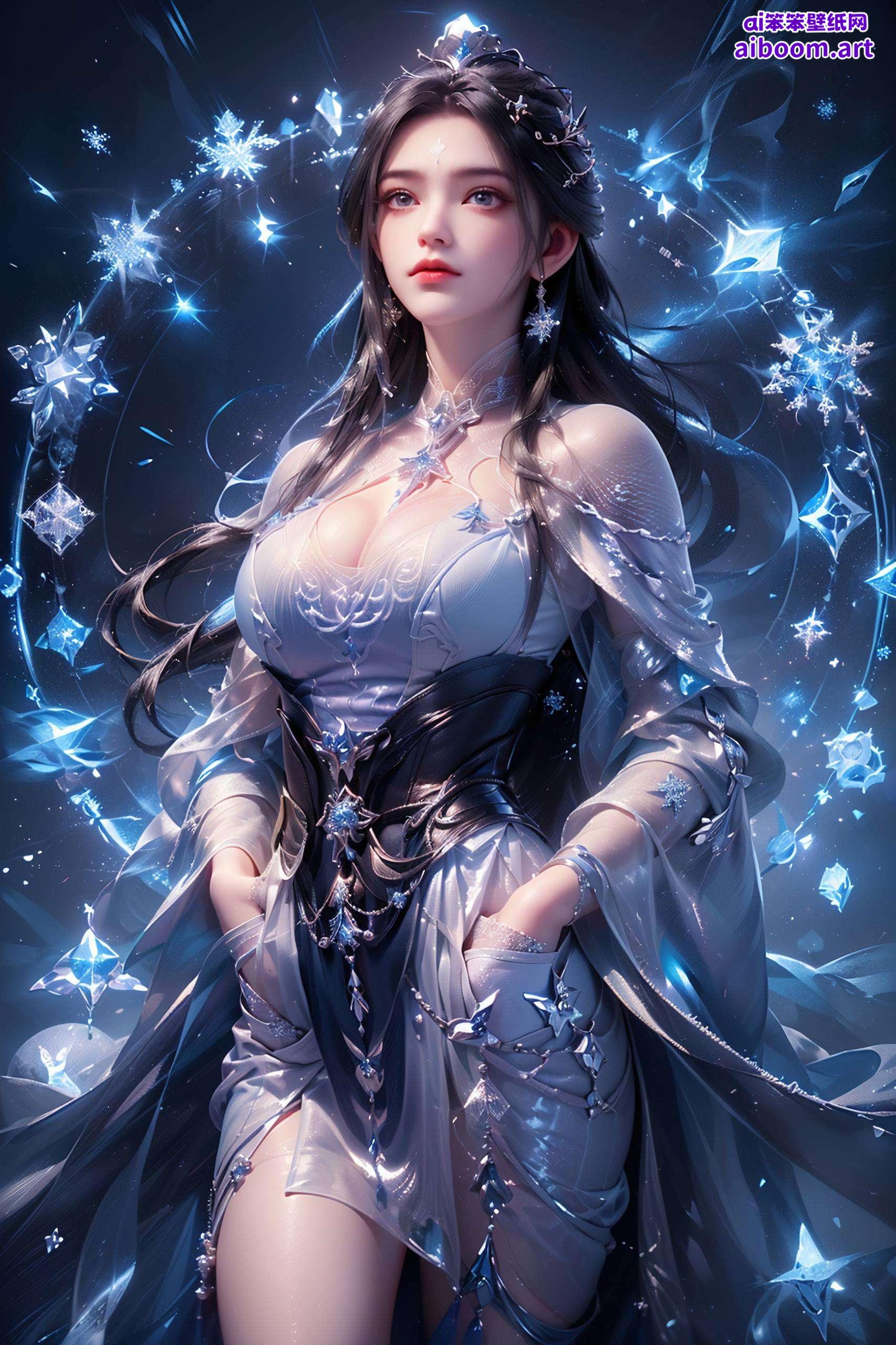 细腻的笔触描绘出陆雪琪清丽的身影与梦幻般的背景交织