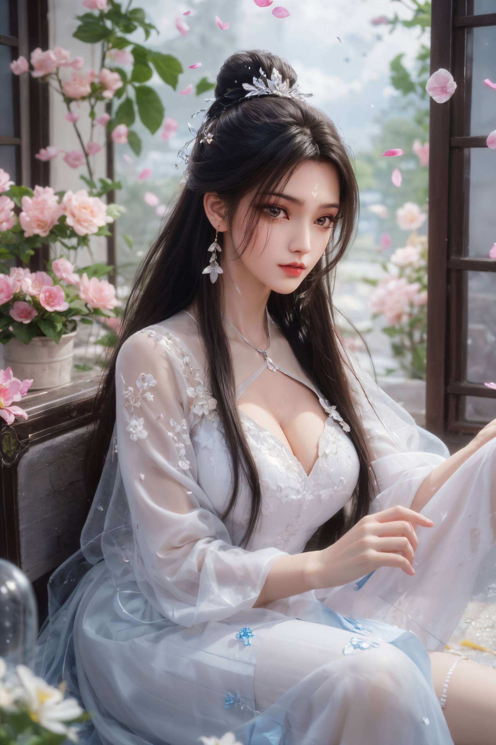 都仿佛在诉说着一个美丽的故事这张AI国漫女神纹理手机国漫美女简洁壁纸