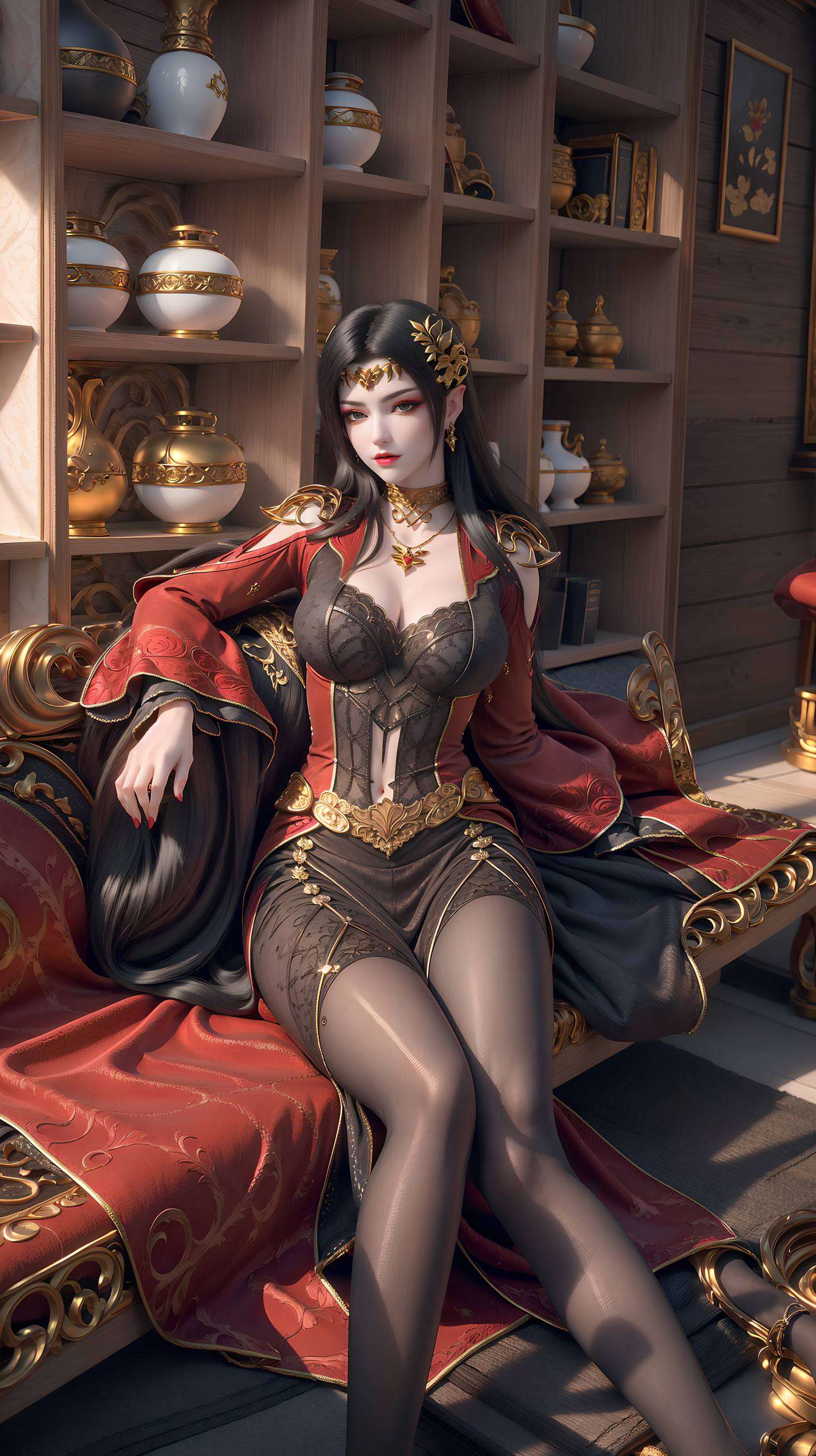美杜莎冷艳的眼神透露着深不可测的力量墨蓝色的基调中