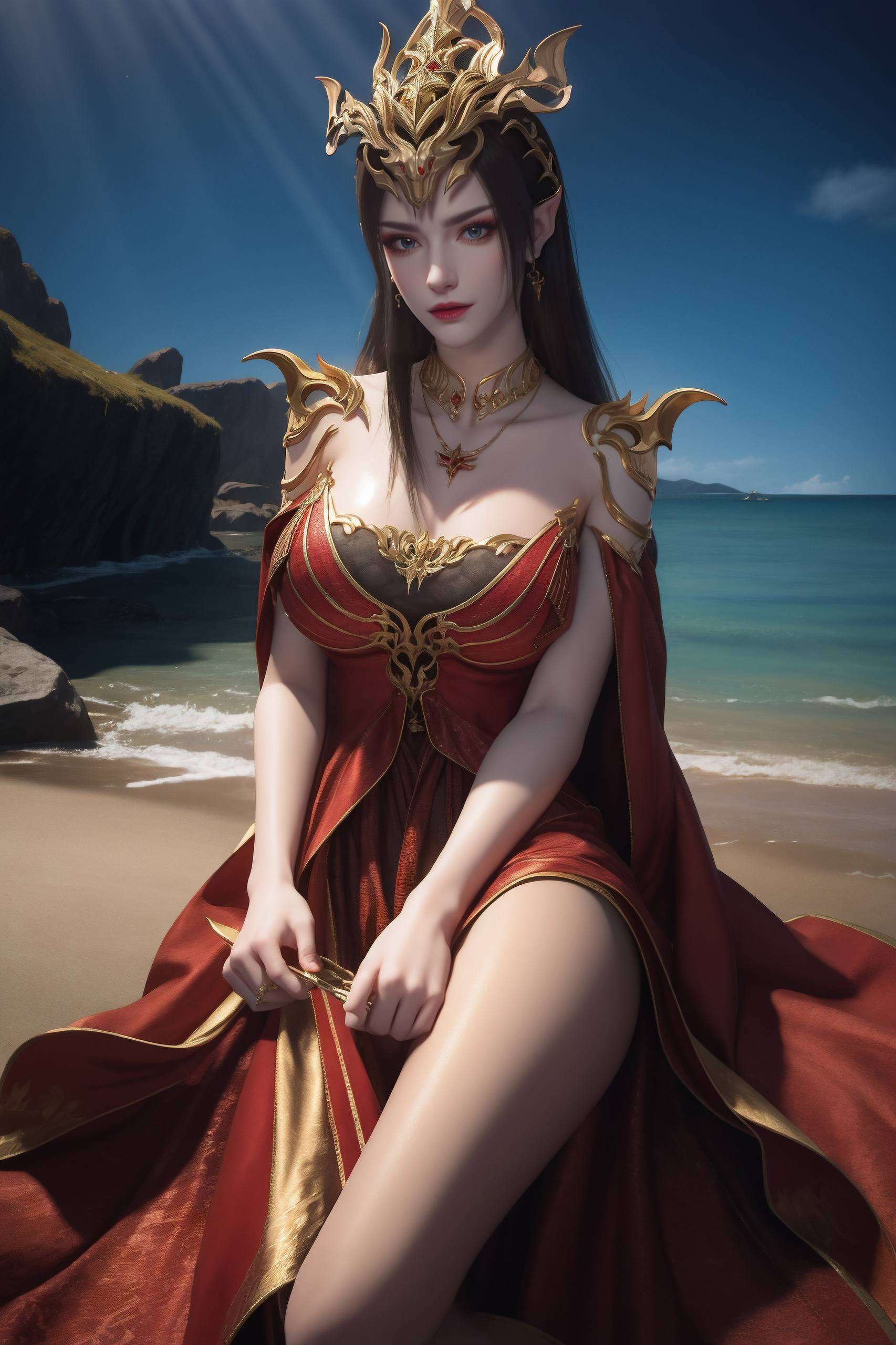 蛇发飘逸红衣加身