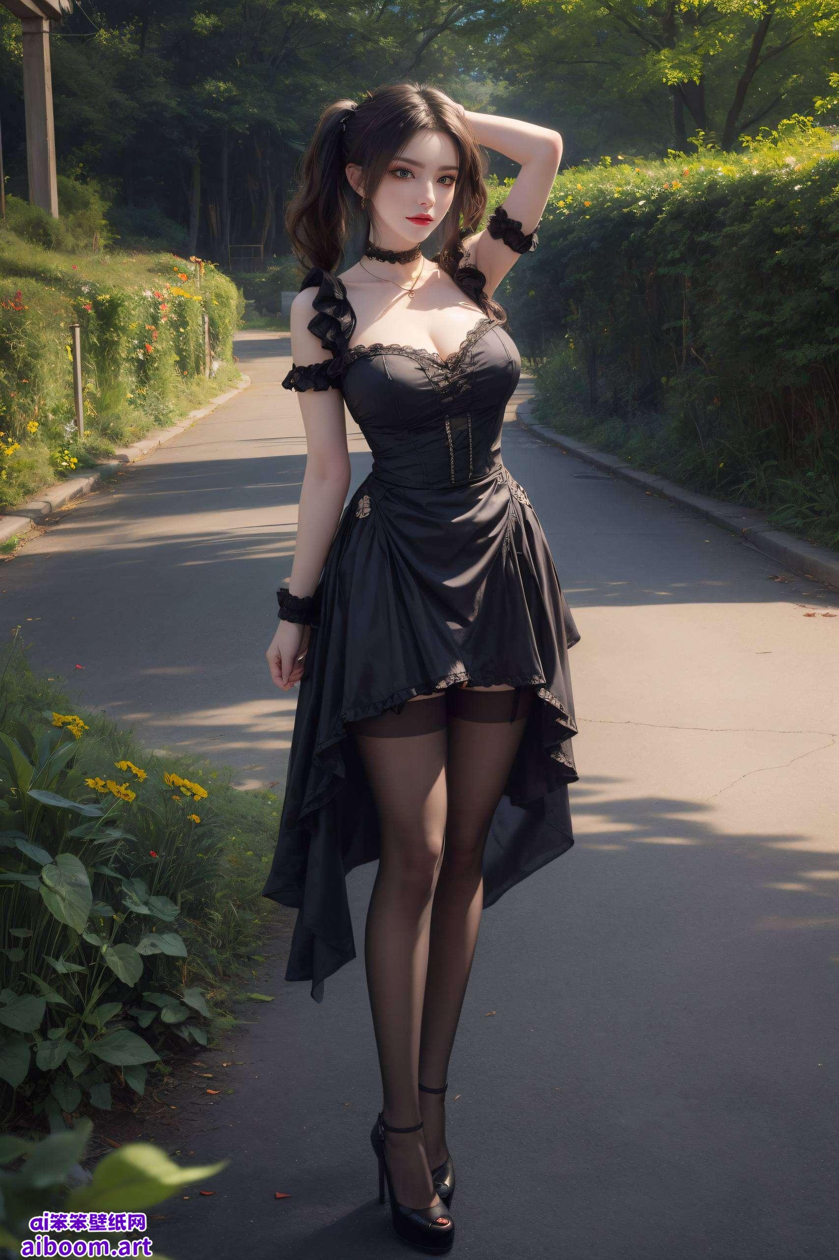 以国漫经典角色美杜莎的女装动态形象为主题这张AI绘画的金属质感iPad壁纸