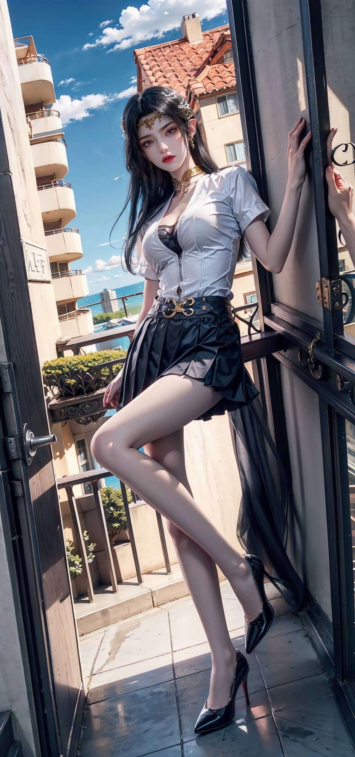 这张高清AI人物特写壁纸以渐变苹果粉色调为背景
