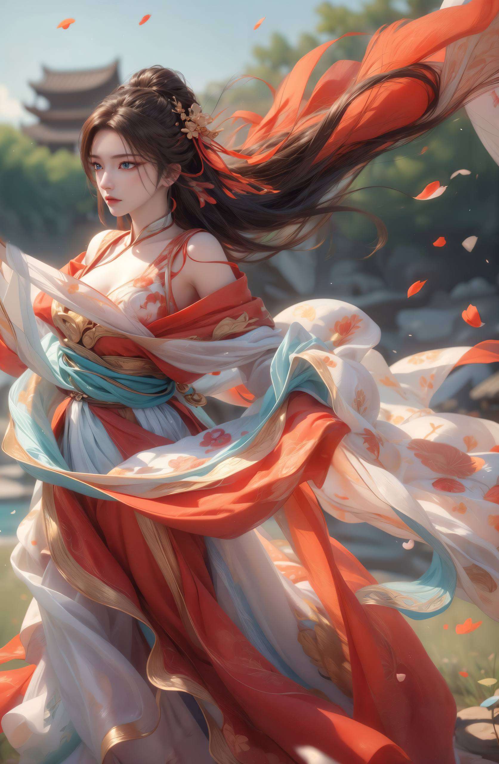 绽放的超清晰民族风国漫女神AI细腻笔触勾勒出古典韵味