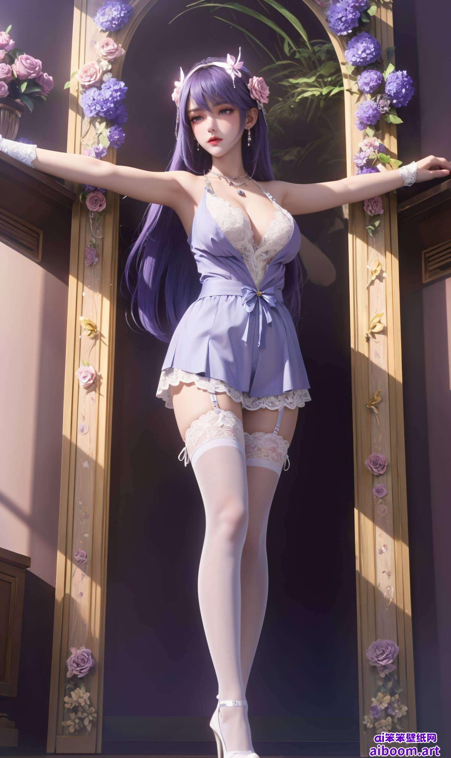 以清新抽象线条勾勒的国漫美女这张ins风格的win10壁纸