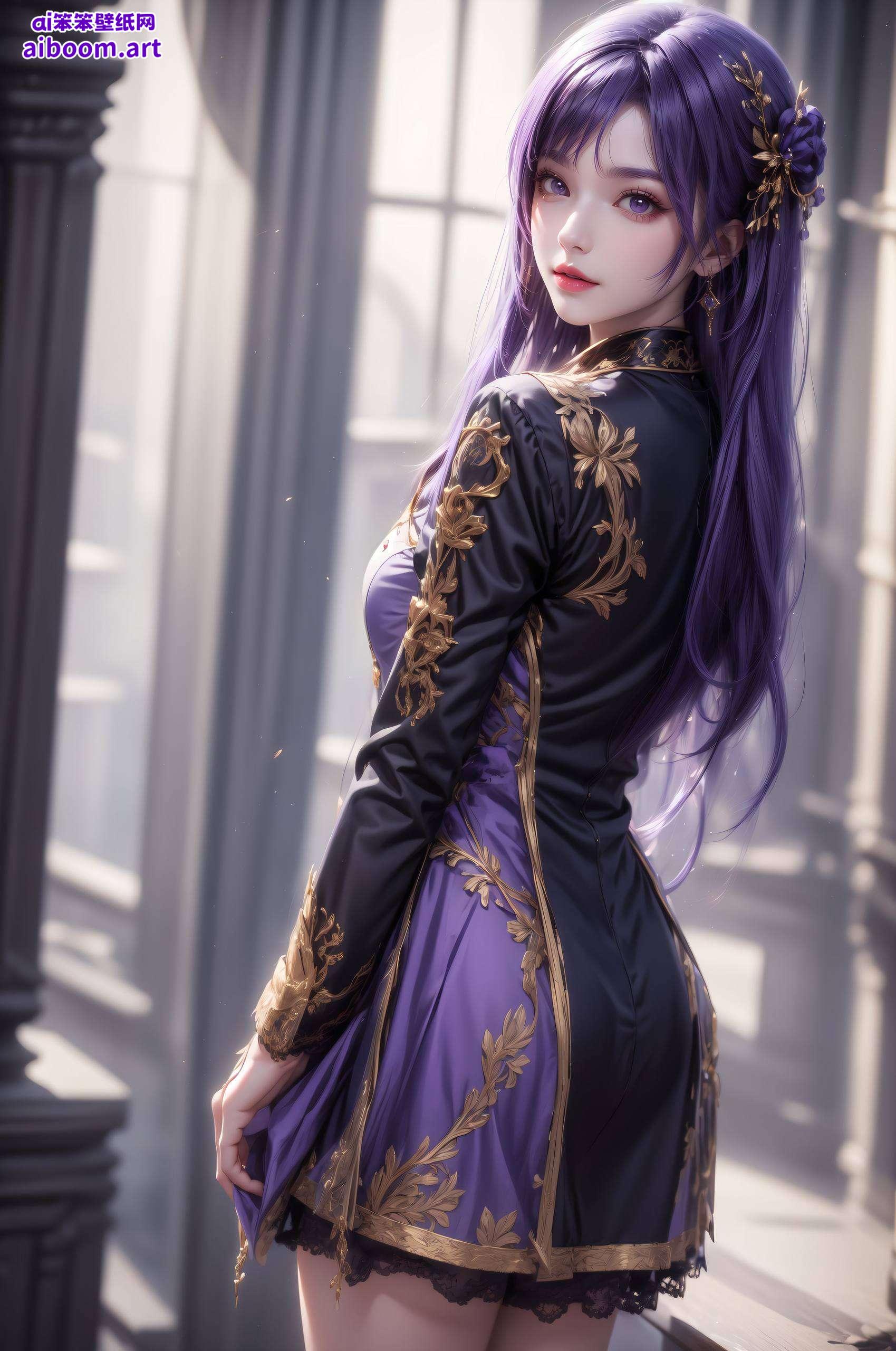 流畅的线条与国漫元素的完美结合这张AI国漫美女抽象线条Win10壁纸艺术