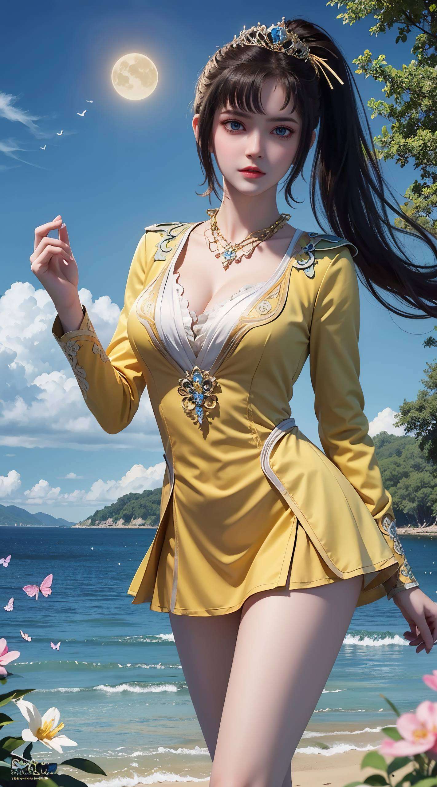 这张1920x1080的电脑国漫美女壁纸国漫美女的灵动眼神和微笑唇角