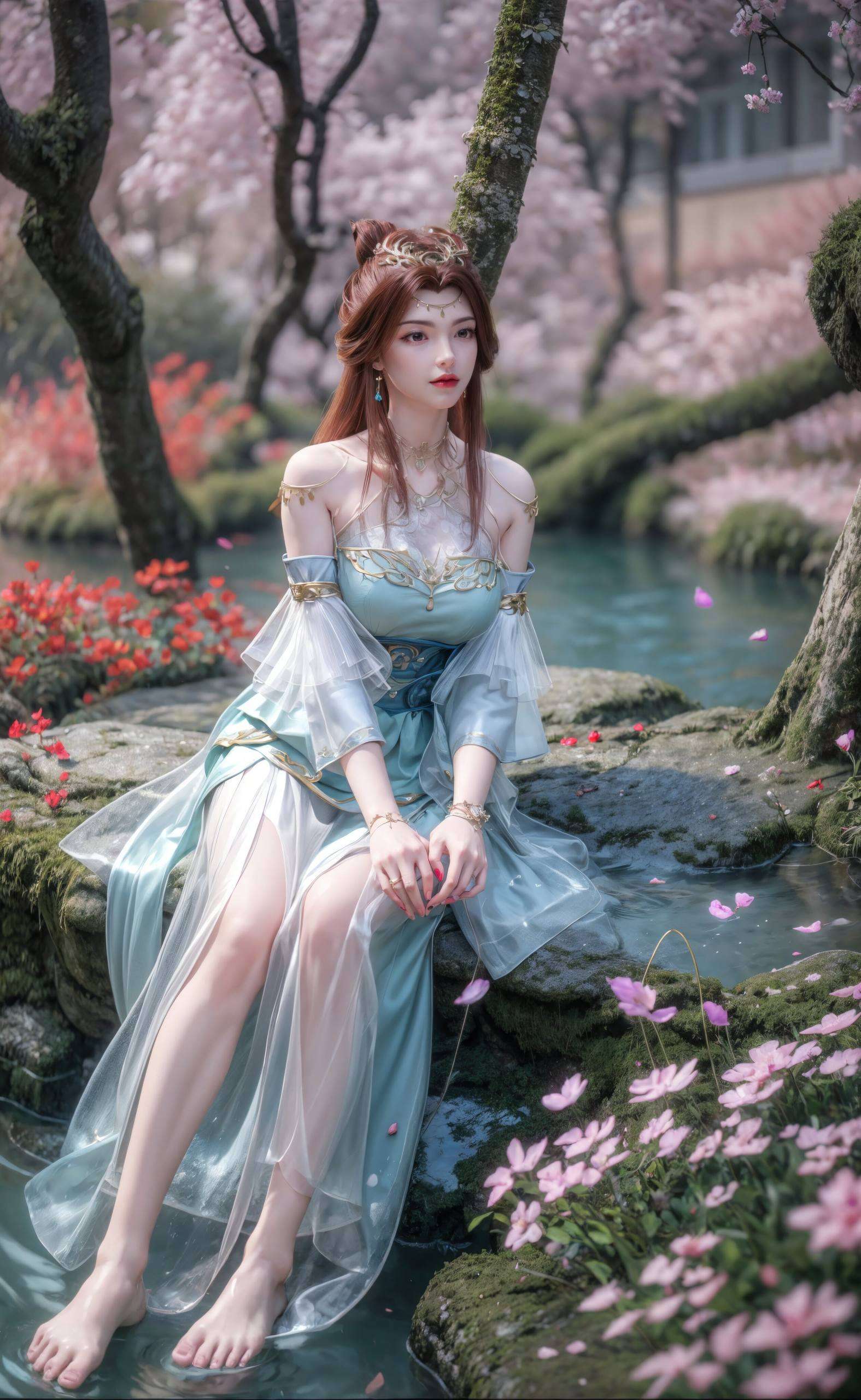 落樱如梦这幅2560p高清壁纸将国漫女神的优雅与可爱完美融合