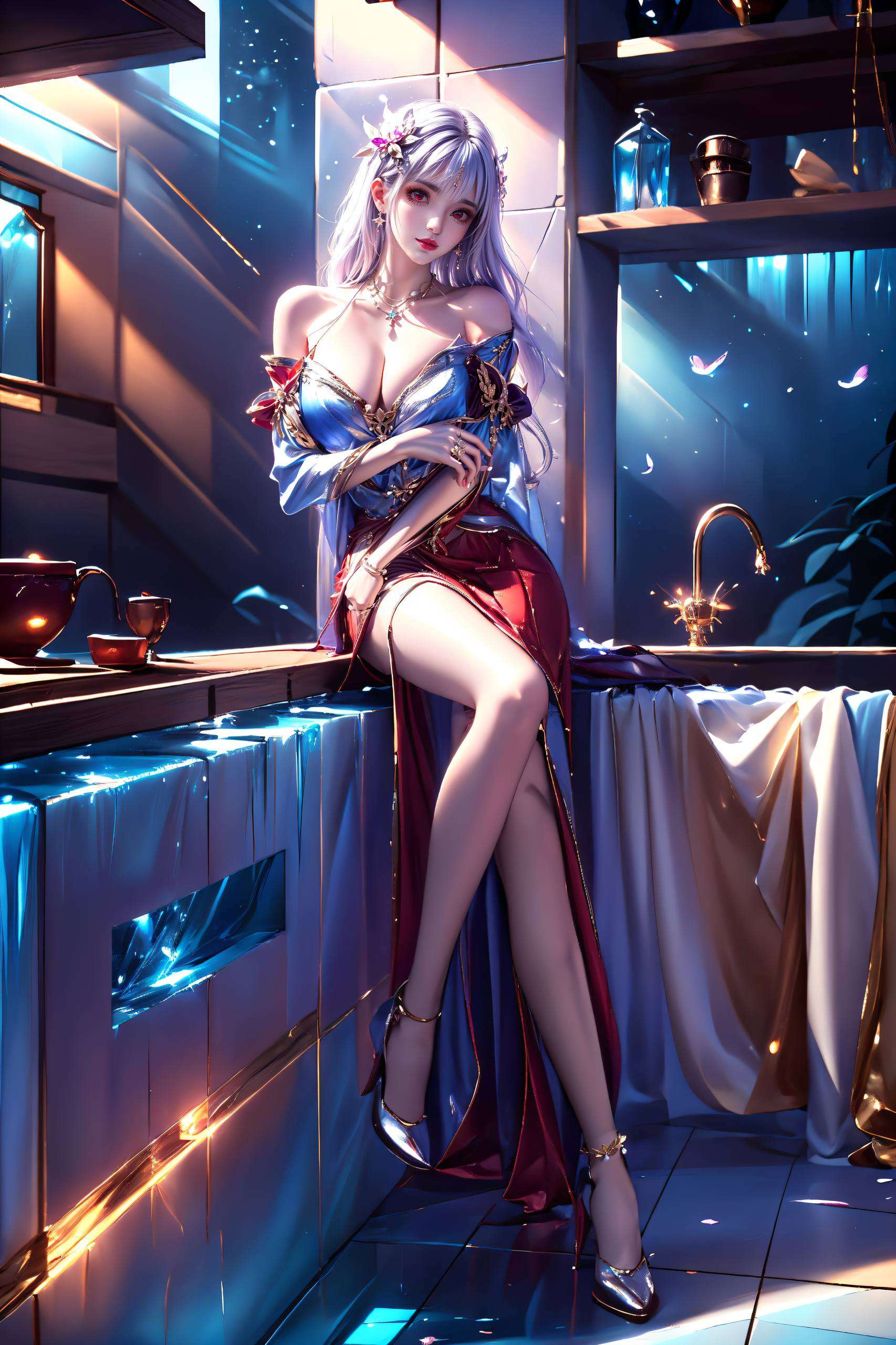 国漫女神条纹设计尽在独特AI壁纸