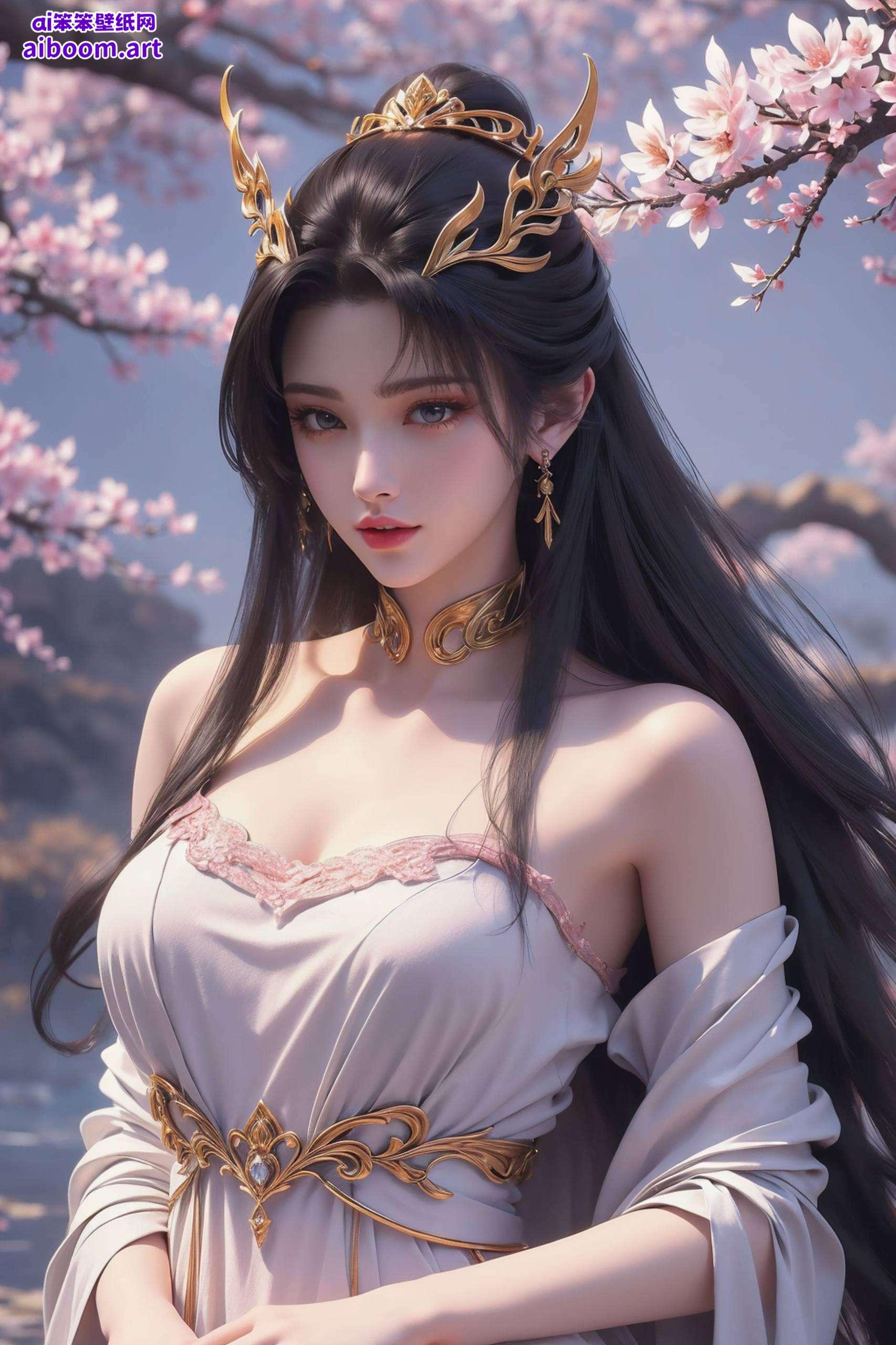 这张静态国漫女主AI哑光苹果国漫女神壁纸细腻描绘出仙子的灵动神韵