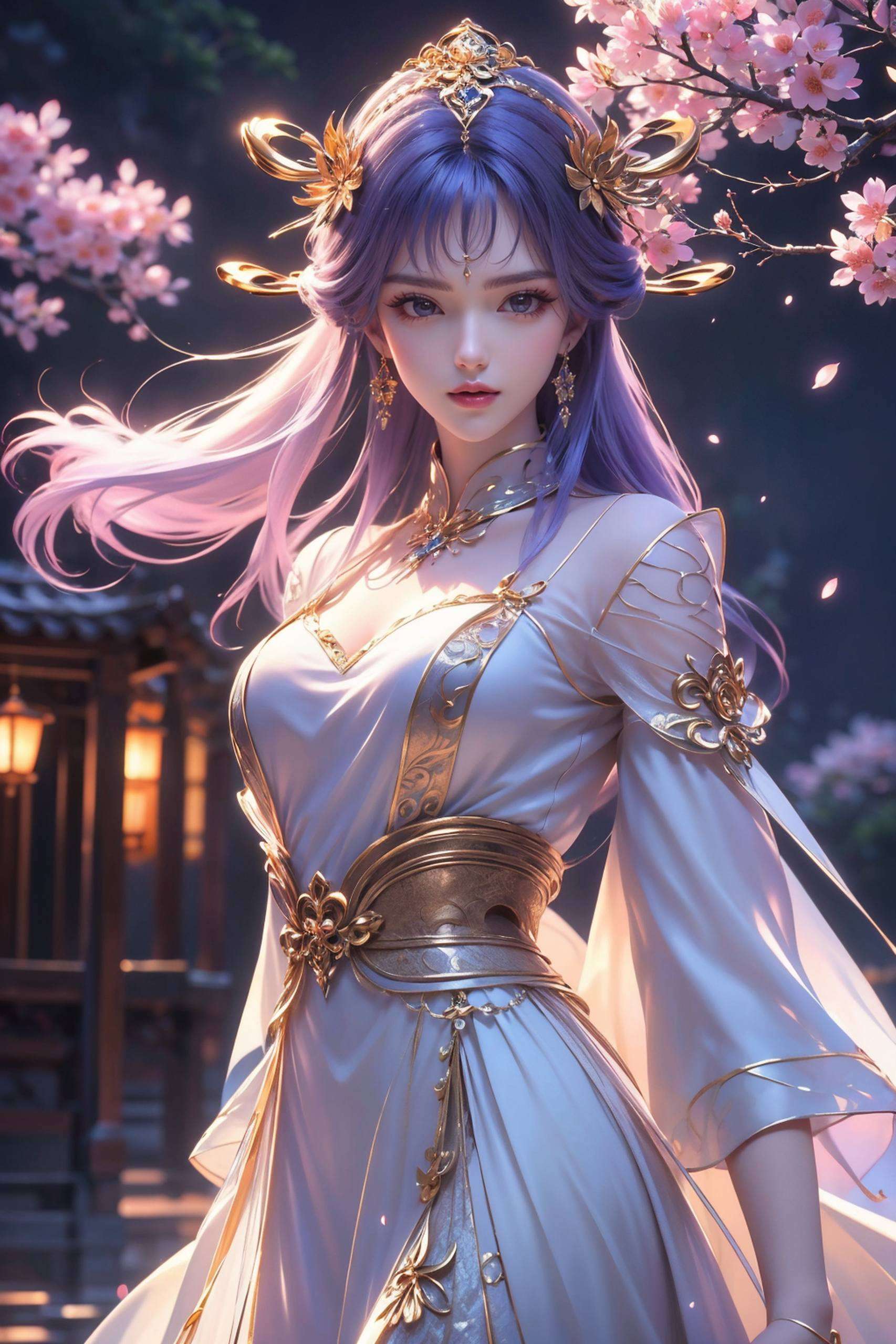 国漫美女琪亚娜翩翩起舞她的身影在2K高清渐变壁纸中如梦如幻