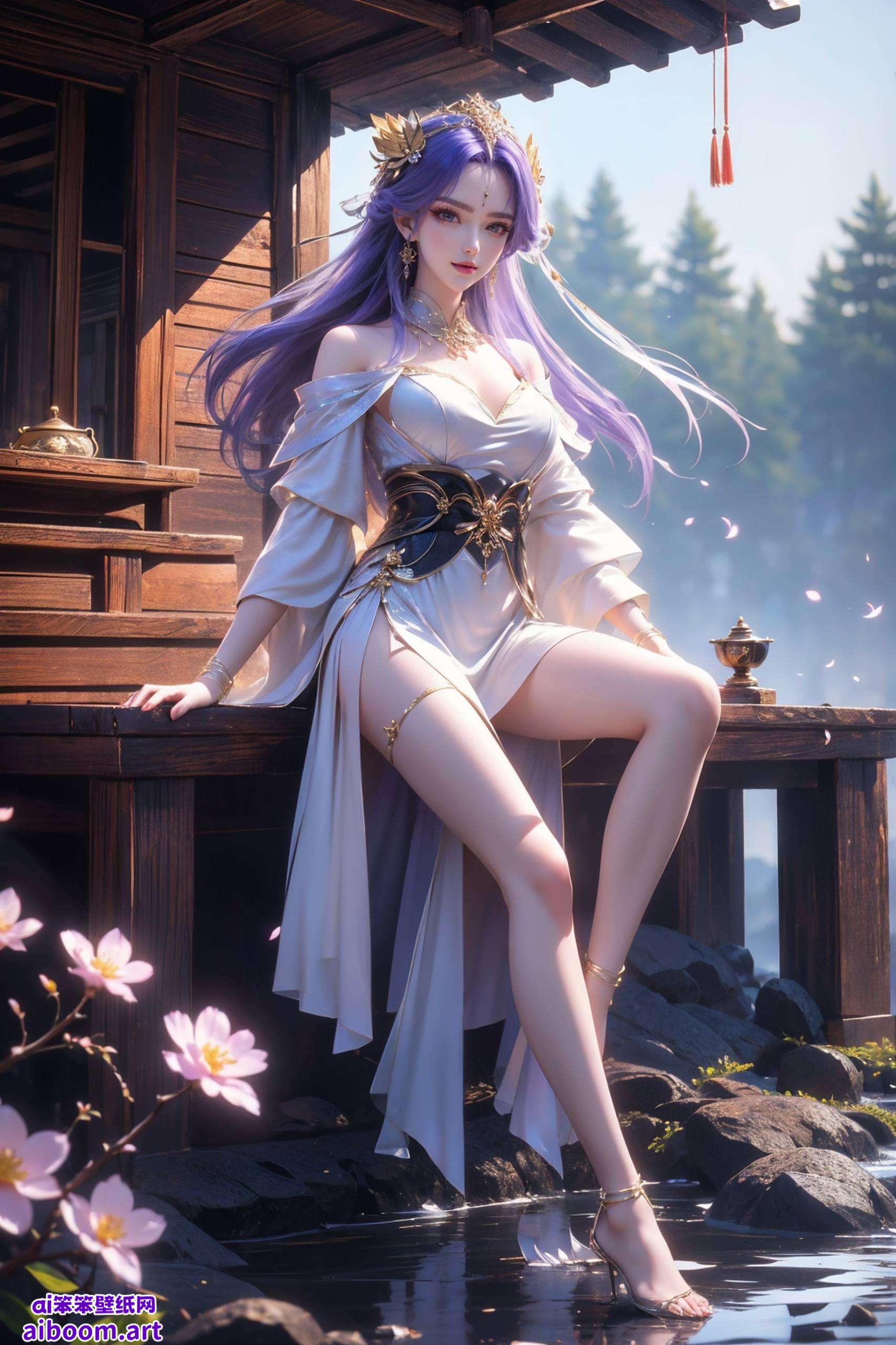 这张国漫女神壁纸以独特的艺术风格