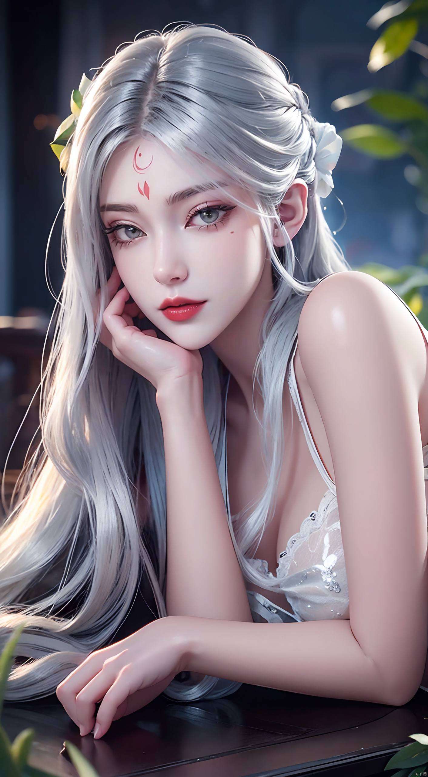 小白那俏皮可爱的眼神搭配精致的格纹背景