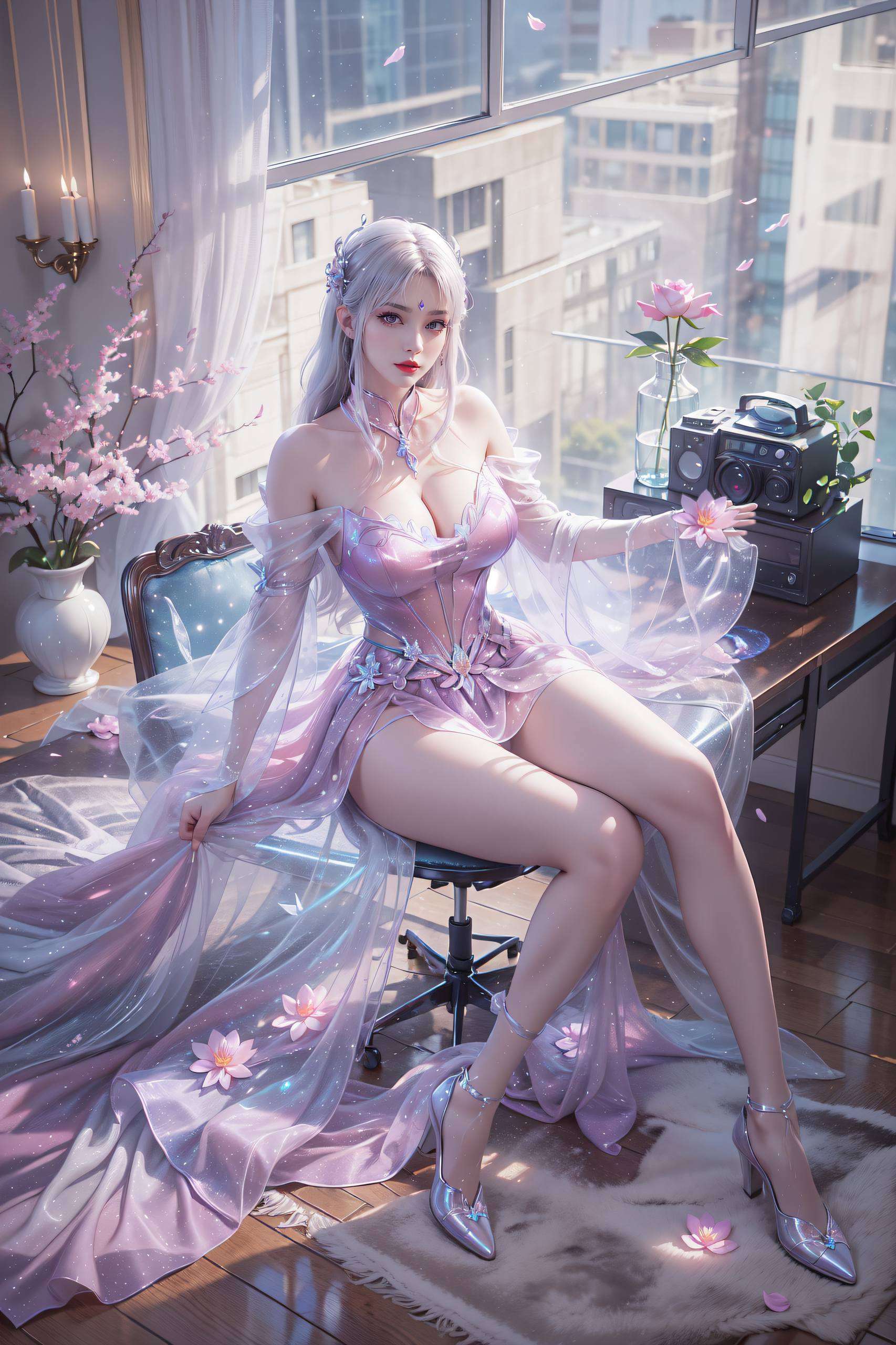 融合国漫之美绘制不规则边形的美女笑容