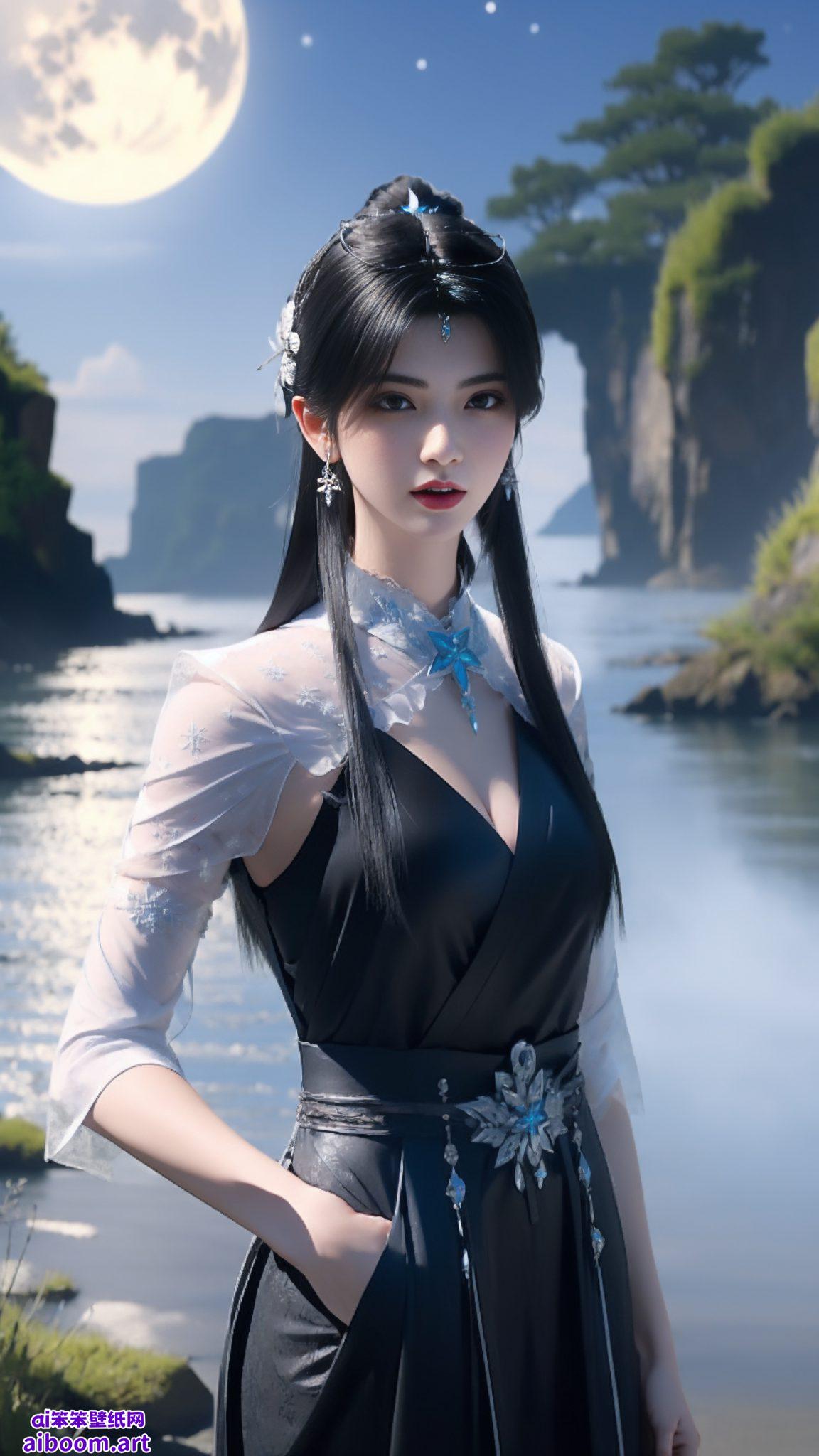 国漫美女动作柔和平板如诗如画的背景