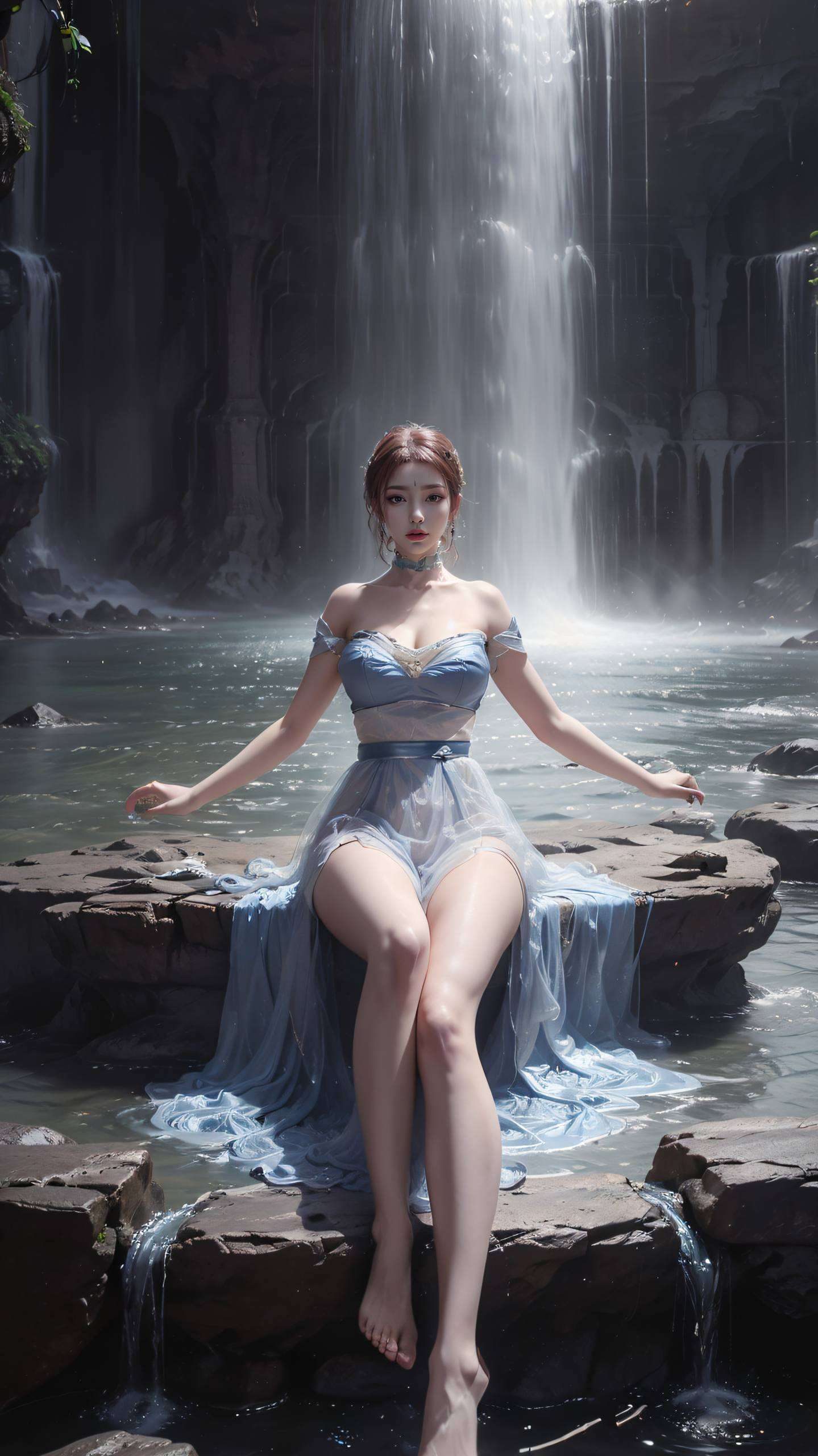 宛如童话中的公主身着婚纱的她在画面中熠熠生辉