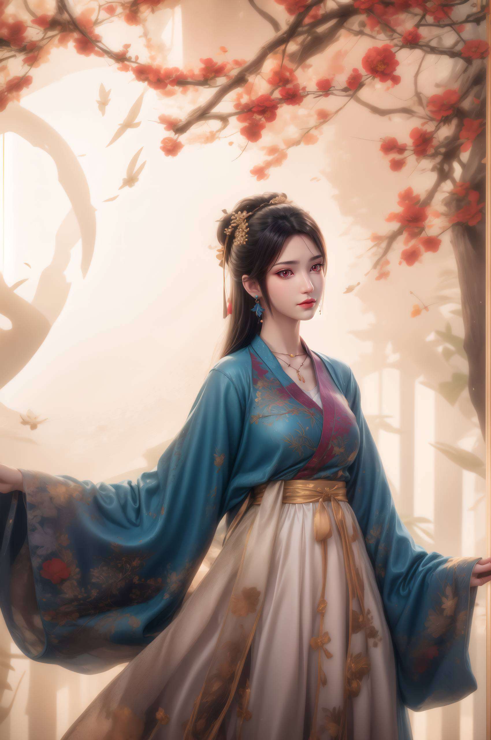 每一笔抽象线条都绘出古风美女的灵动风姿夭夭与元尊共舞