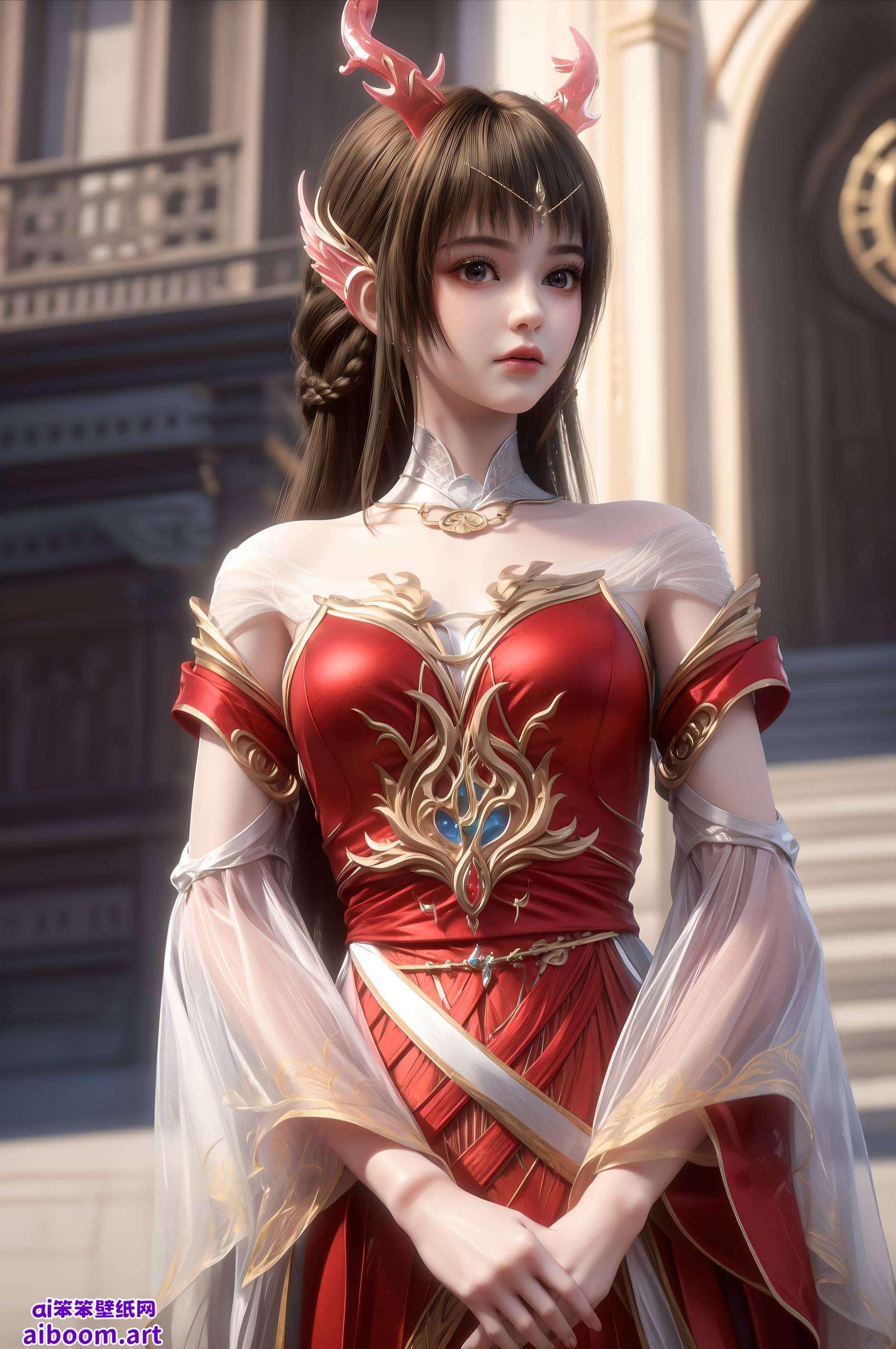 简洁壁纸中的国漫美女背景细腻丰富