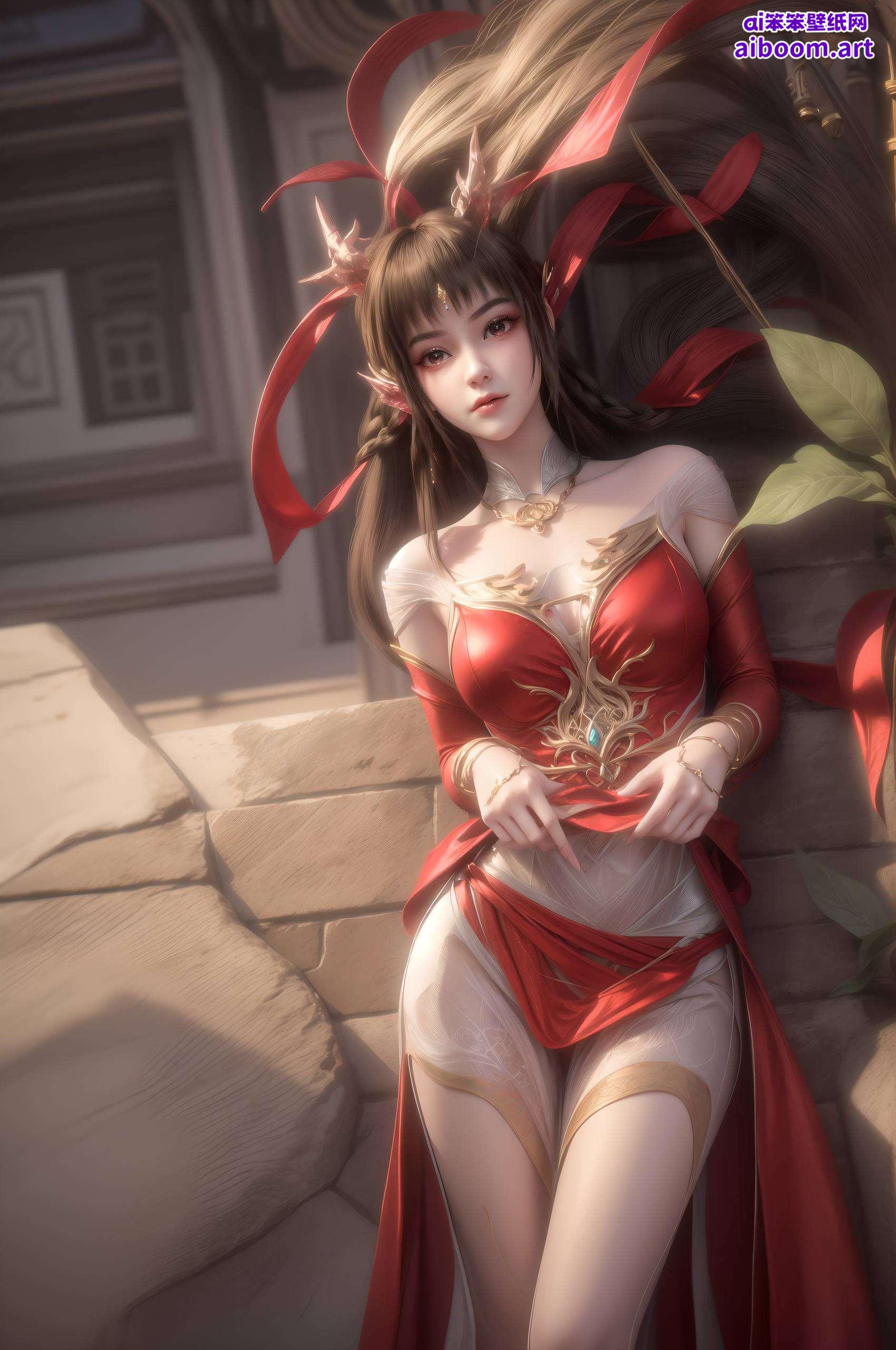 灵动的大眼闪烁着智慧的光芒这张《AI国漫美女同人作品电脑国漫美女最美壁纸》中