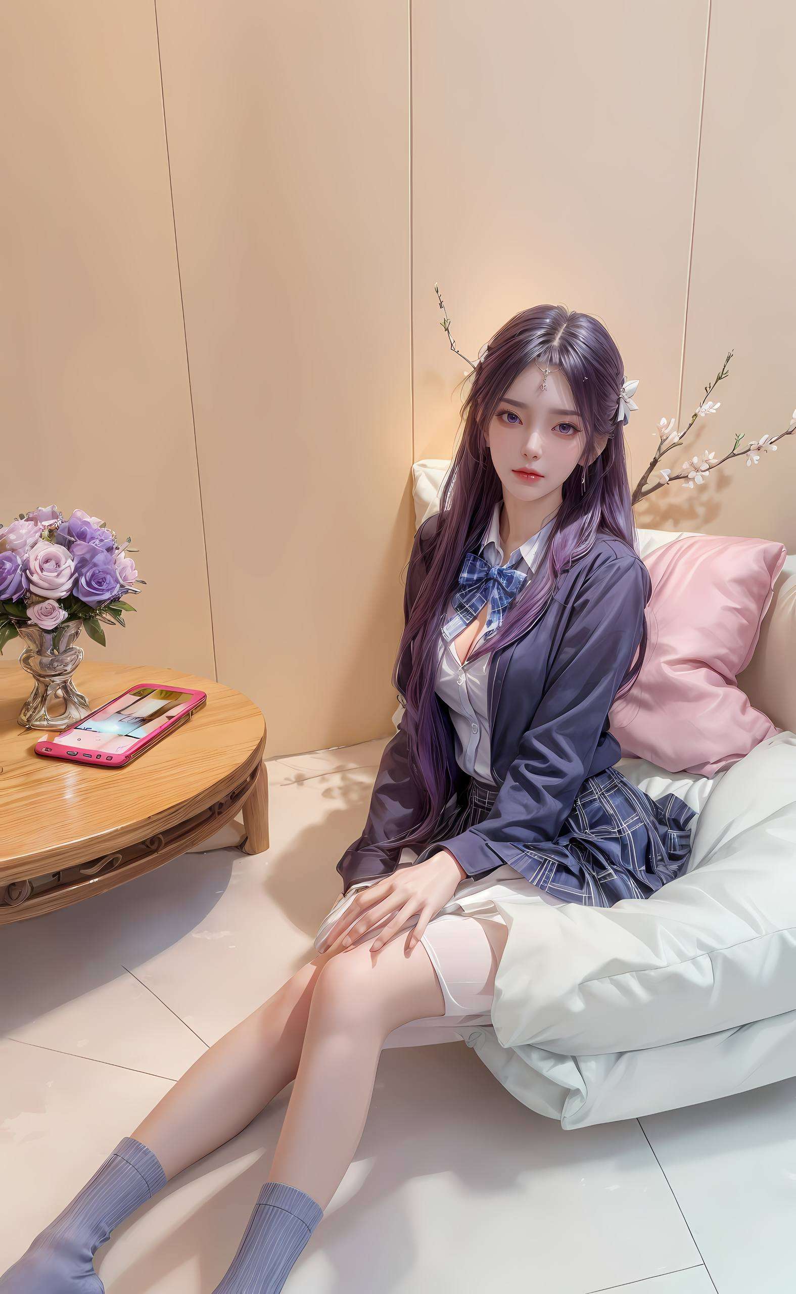 让每一次解锁都充满惊喜这张紫色鲜艳的安卓桌面壁纸