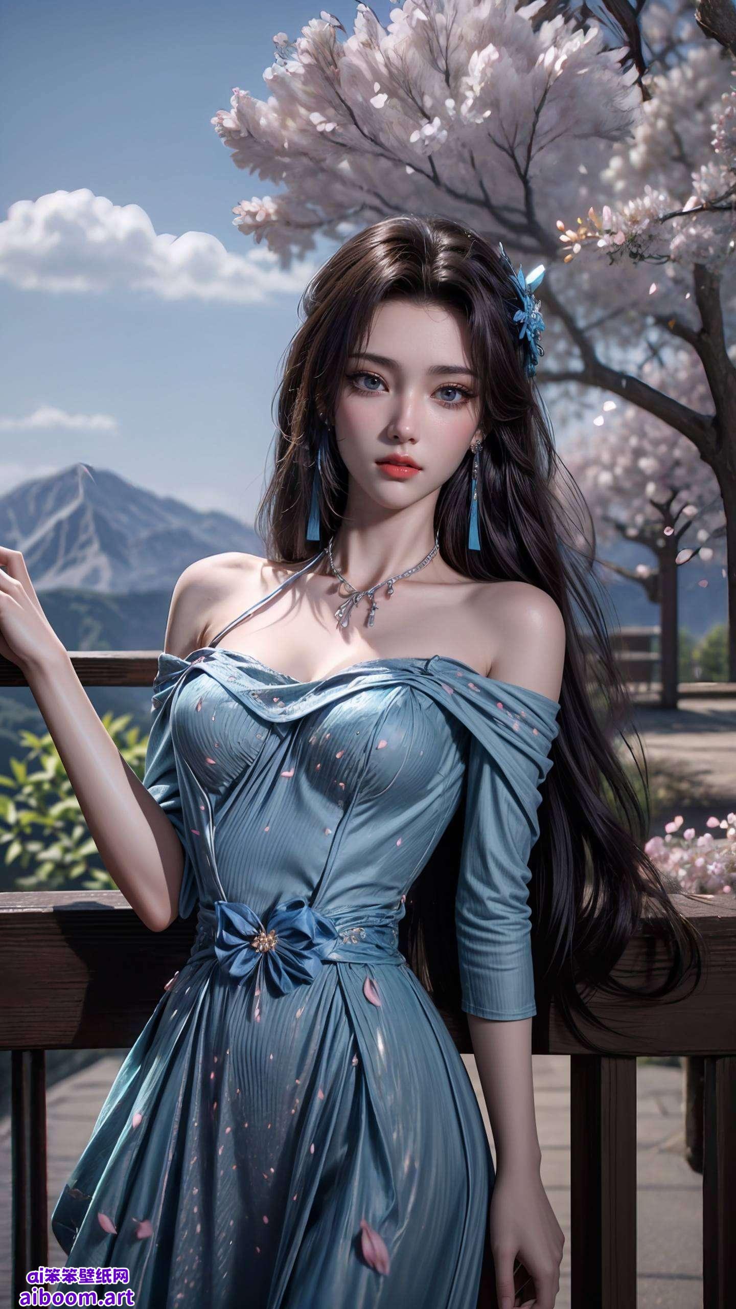 黑调背景更映衬出她的美这张1080p高清国漫女神壁纸