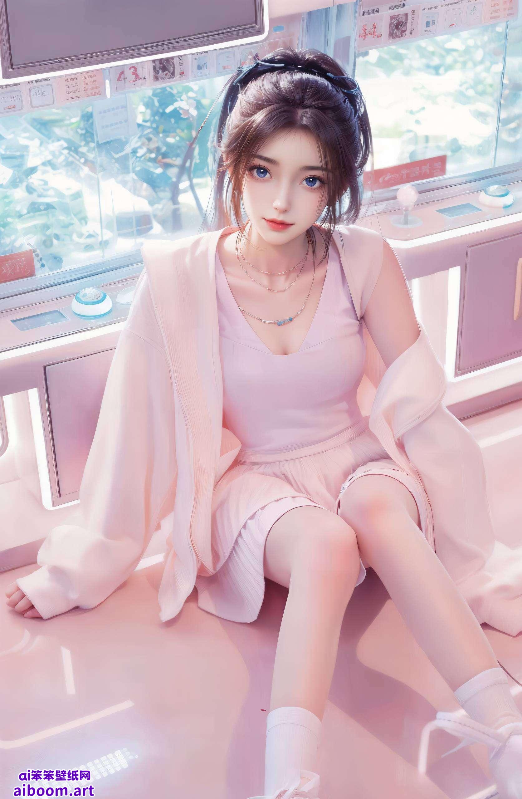 是桌面装饰的绝佳之选这张AI国漫美女护眼壁纸